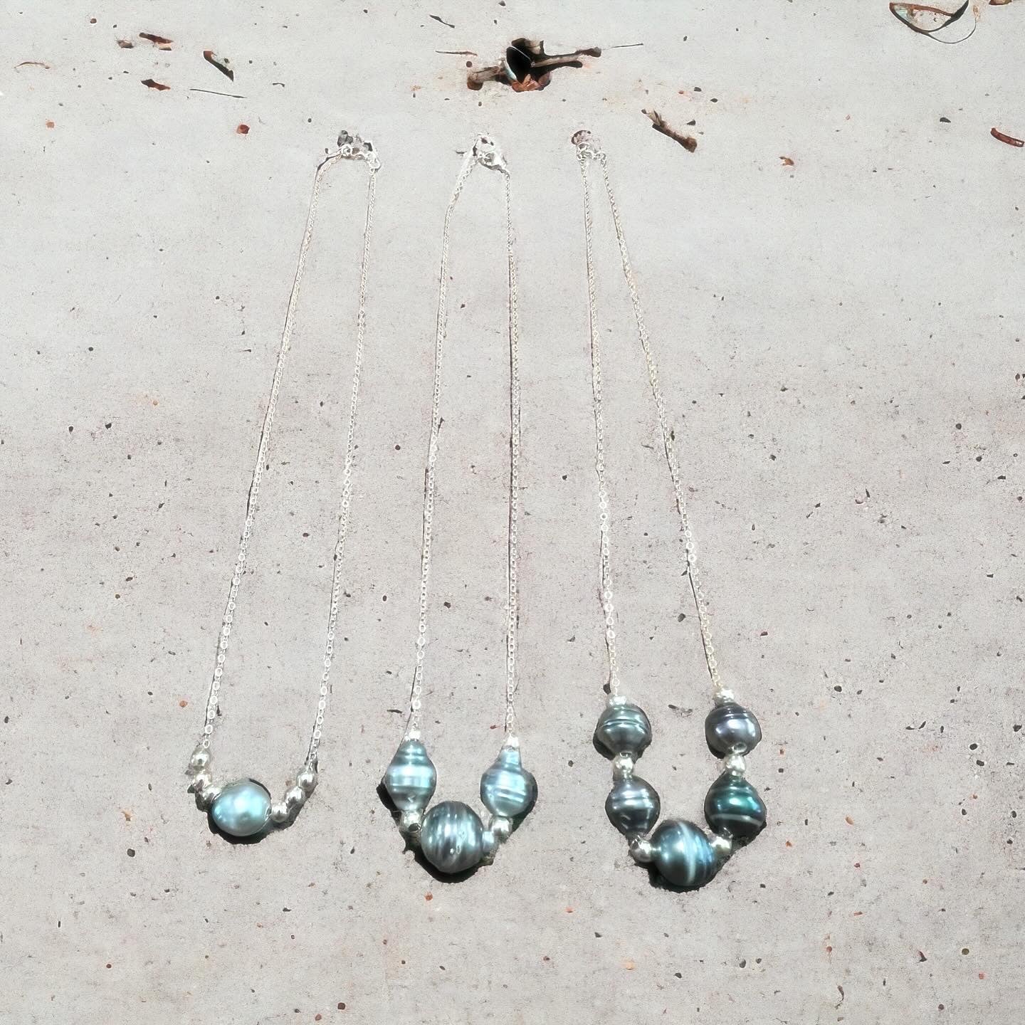 Dark Tahitian Pearl Chain Necklace