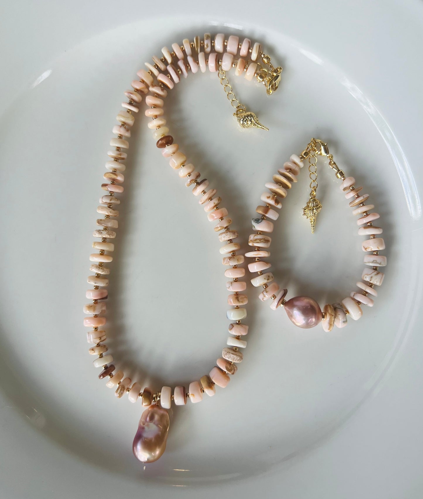 Fireball Pearl & Pink Opal Bracelet