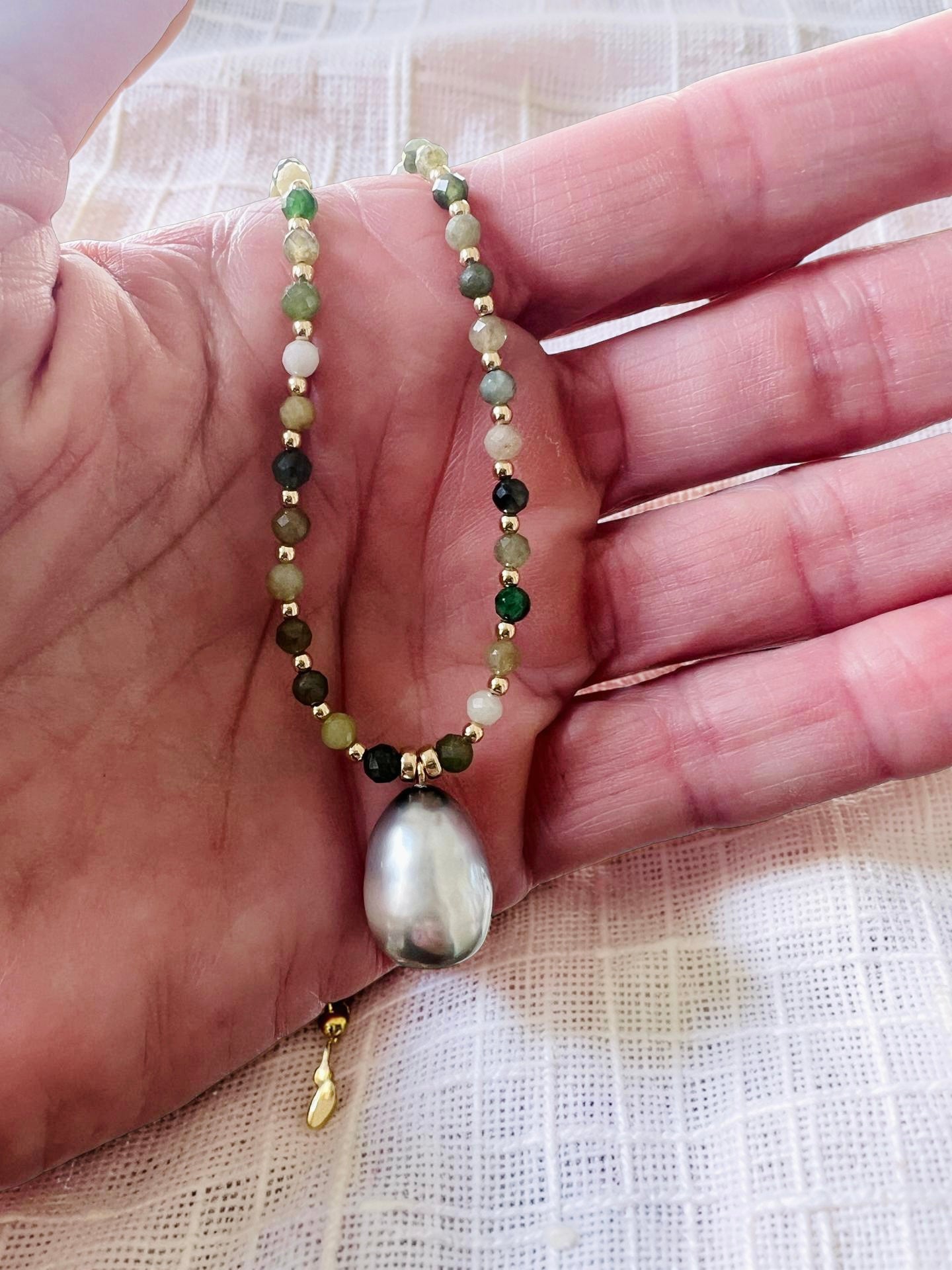 Tahitian & Jade Pendant