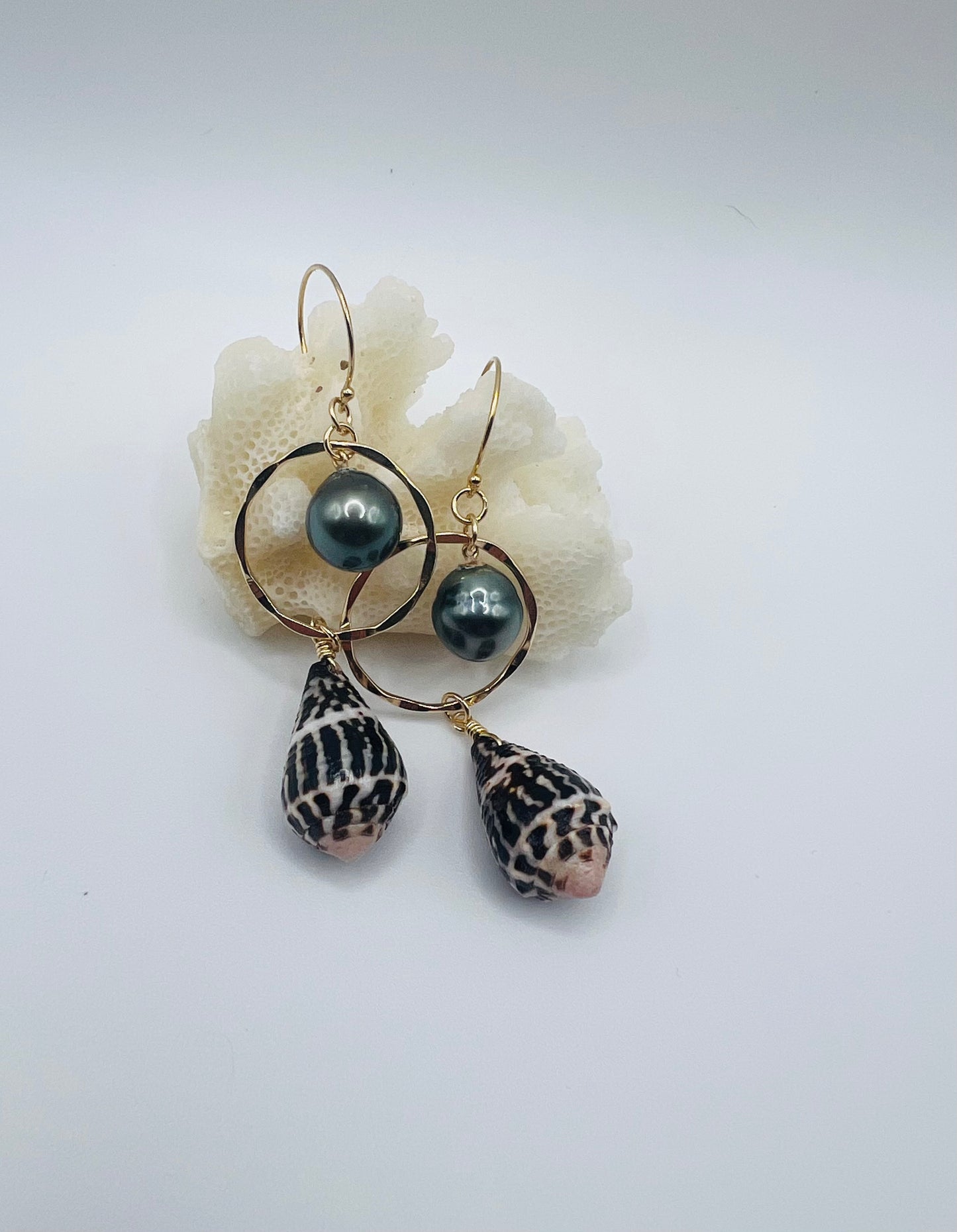 Tahitian & Chaldean Cone Earrings