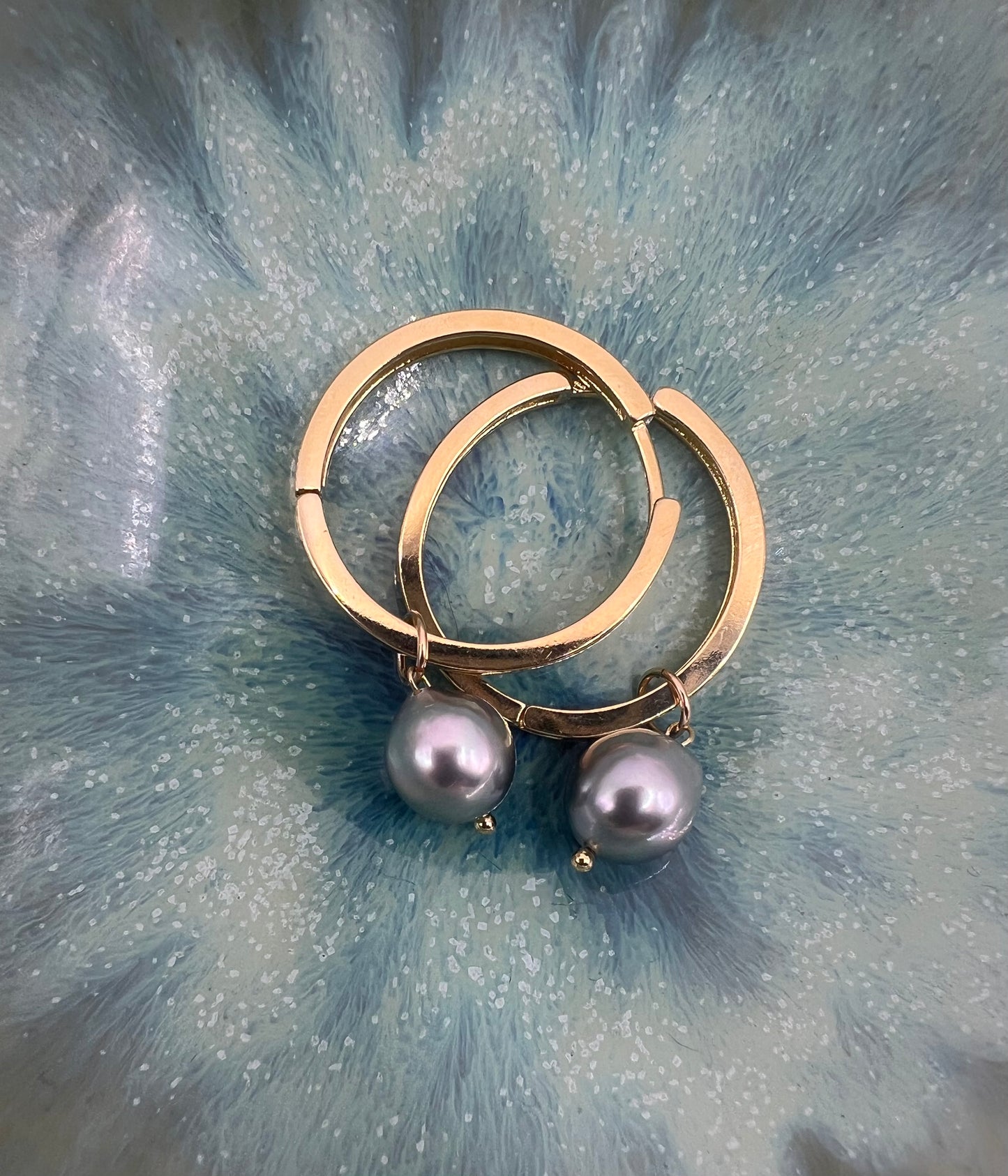 Tahitian Pearl Thick Hoops