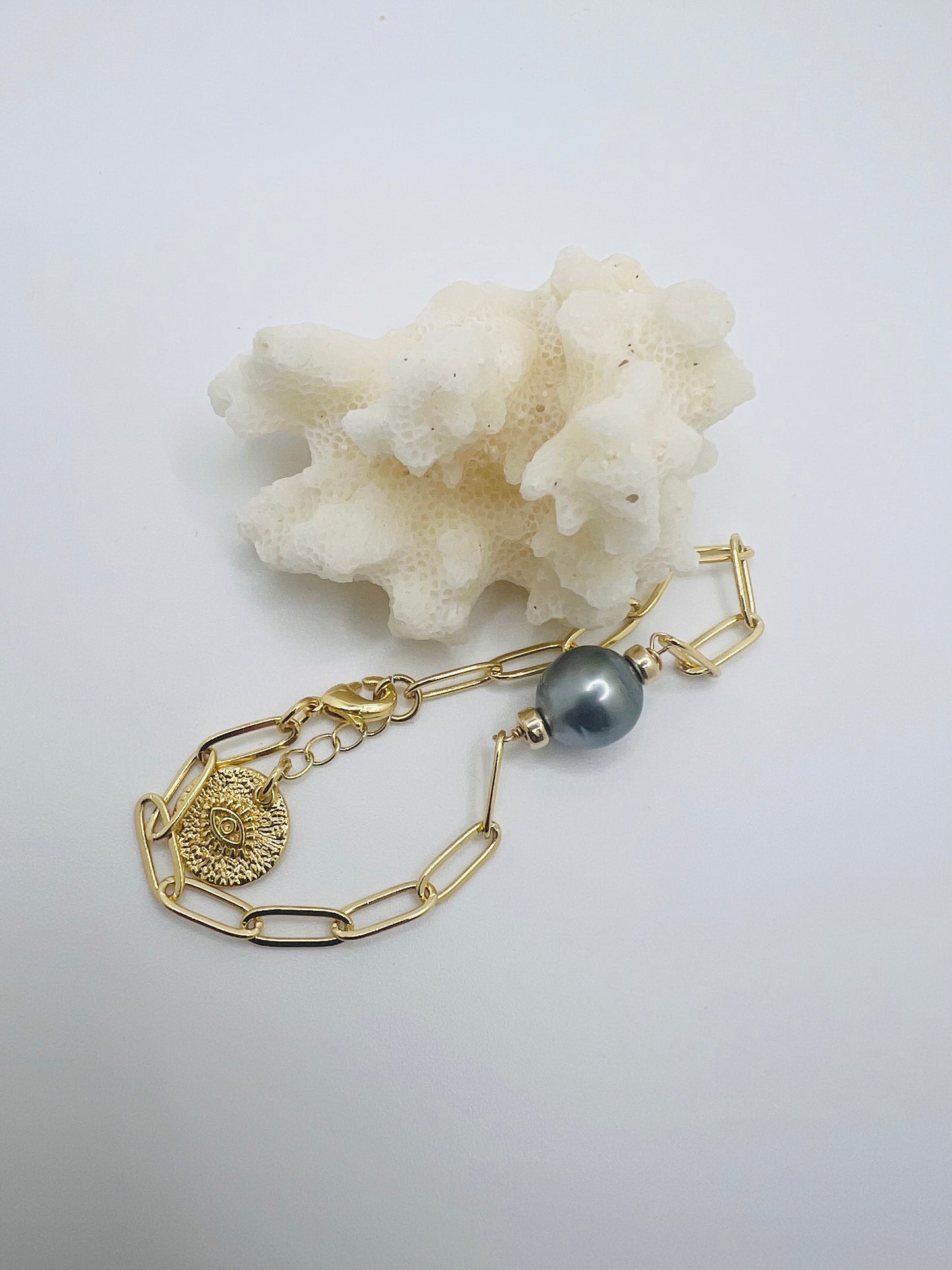 Tahitian Paperclip Bracelet
