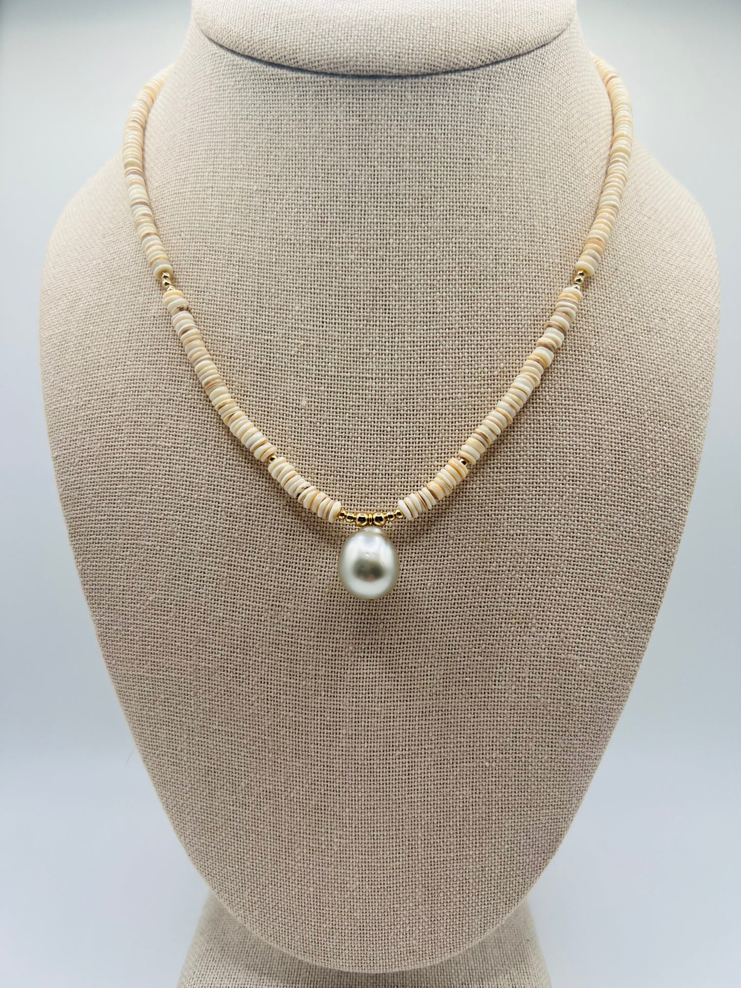 Heishi Shell & Tahitian Necklace