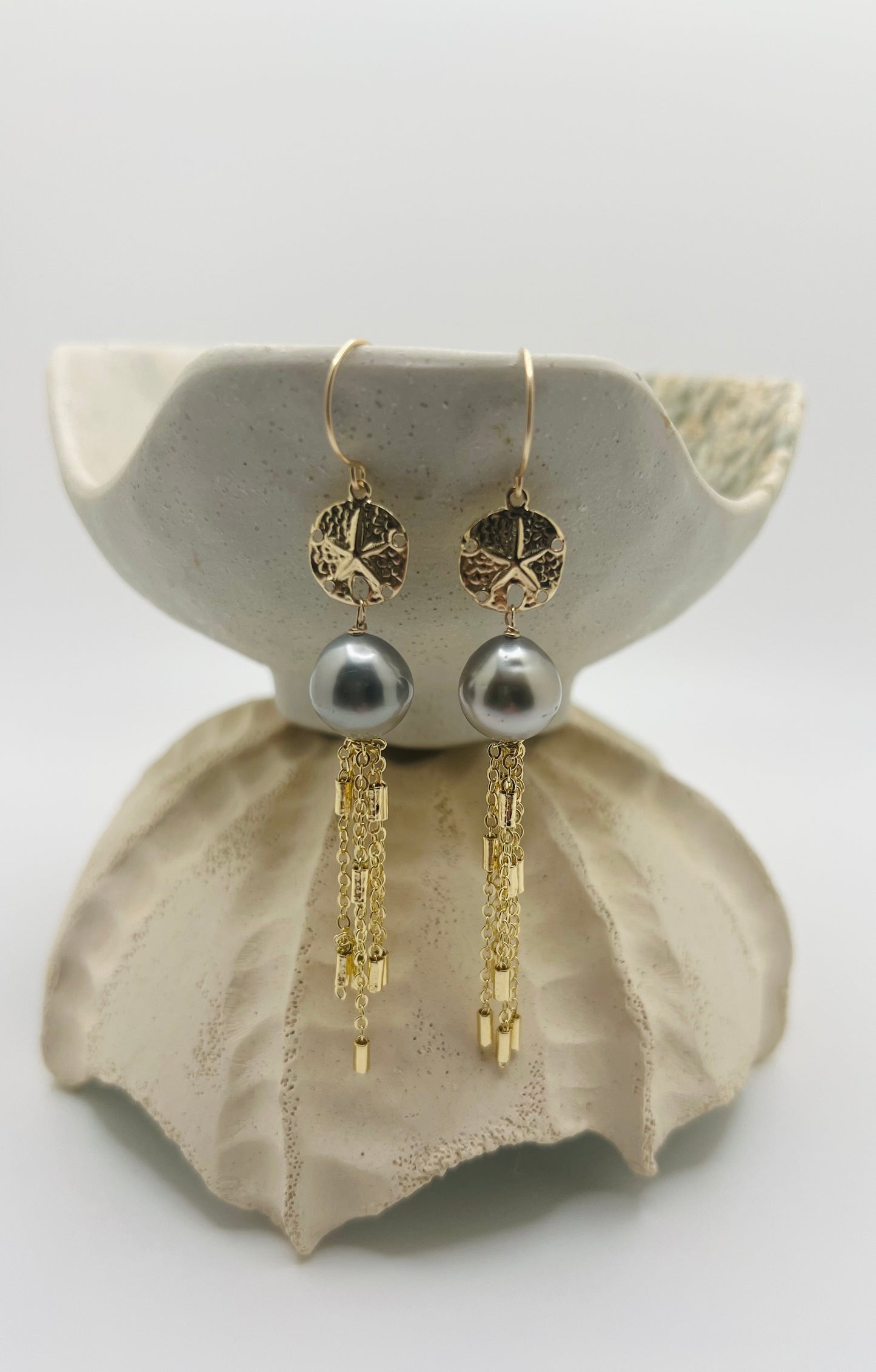 Sand Dollar Tassle Earrings