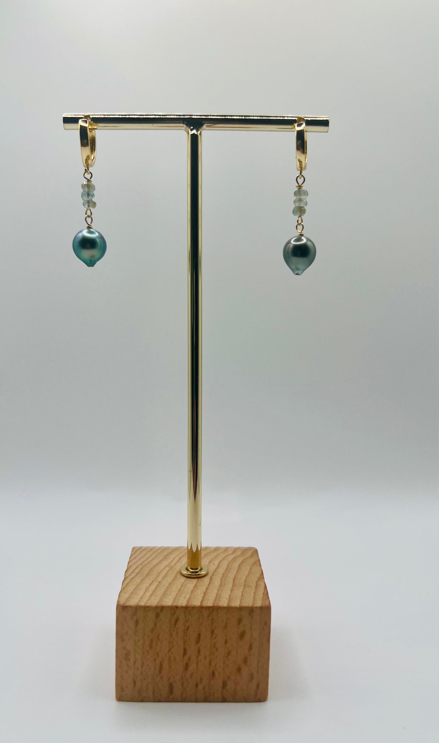 Tahitian & Moss Aquamarine Huggies