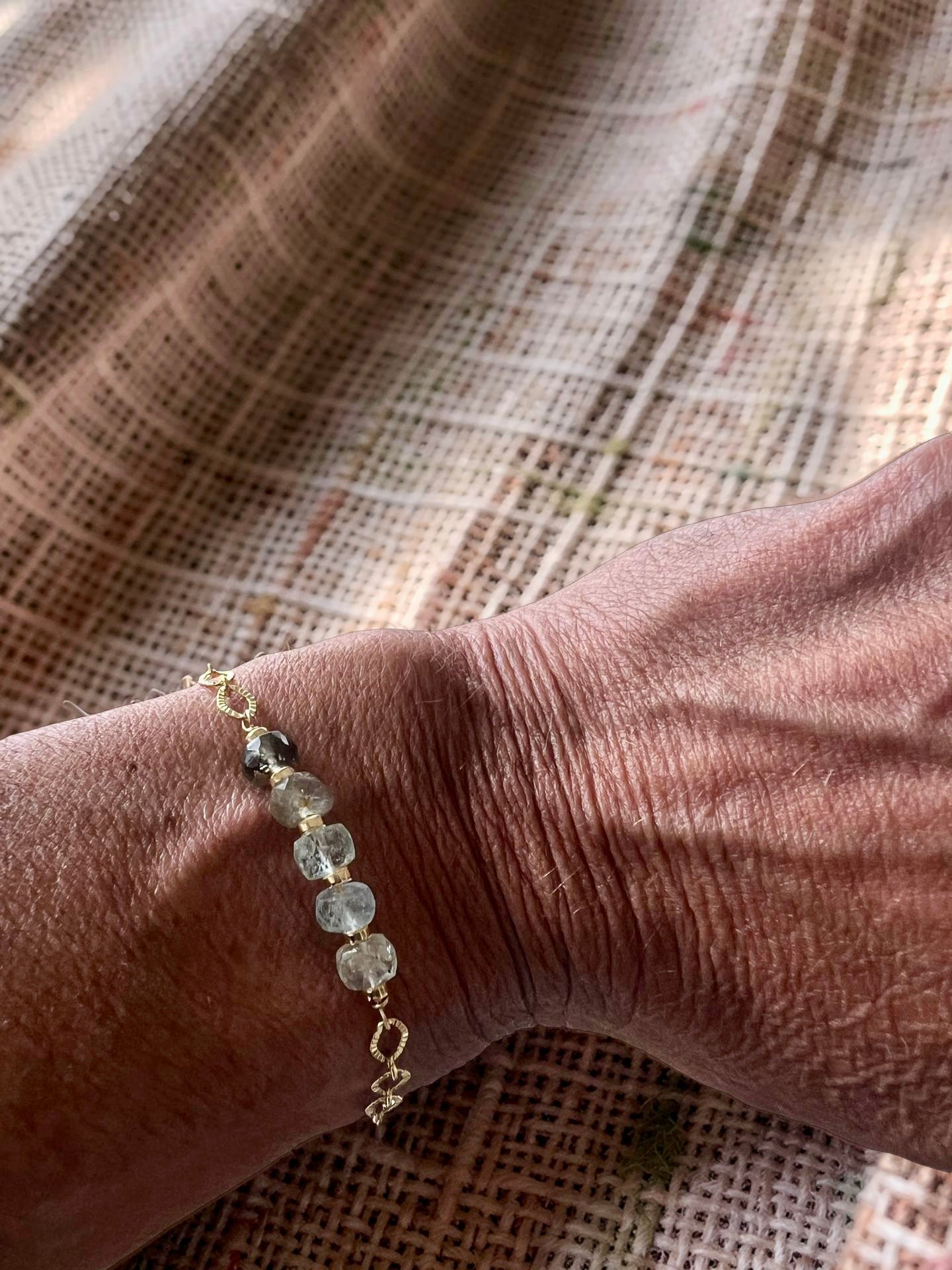 Moss Aquamarine Starburst Chain Bracelet