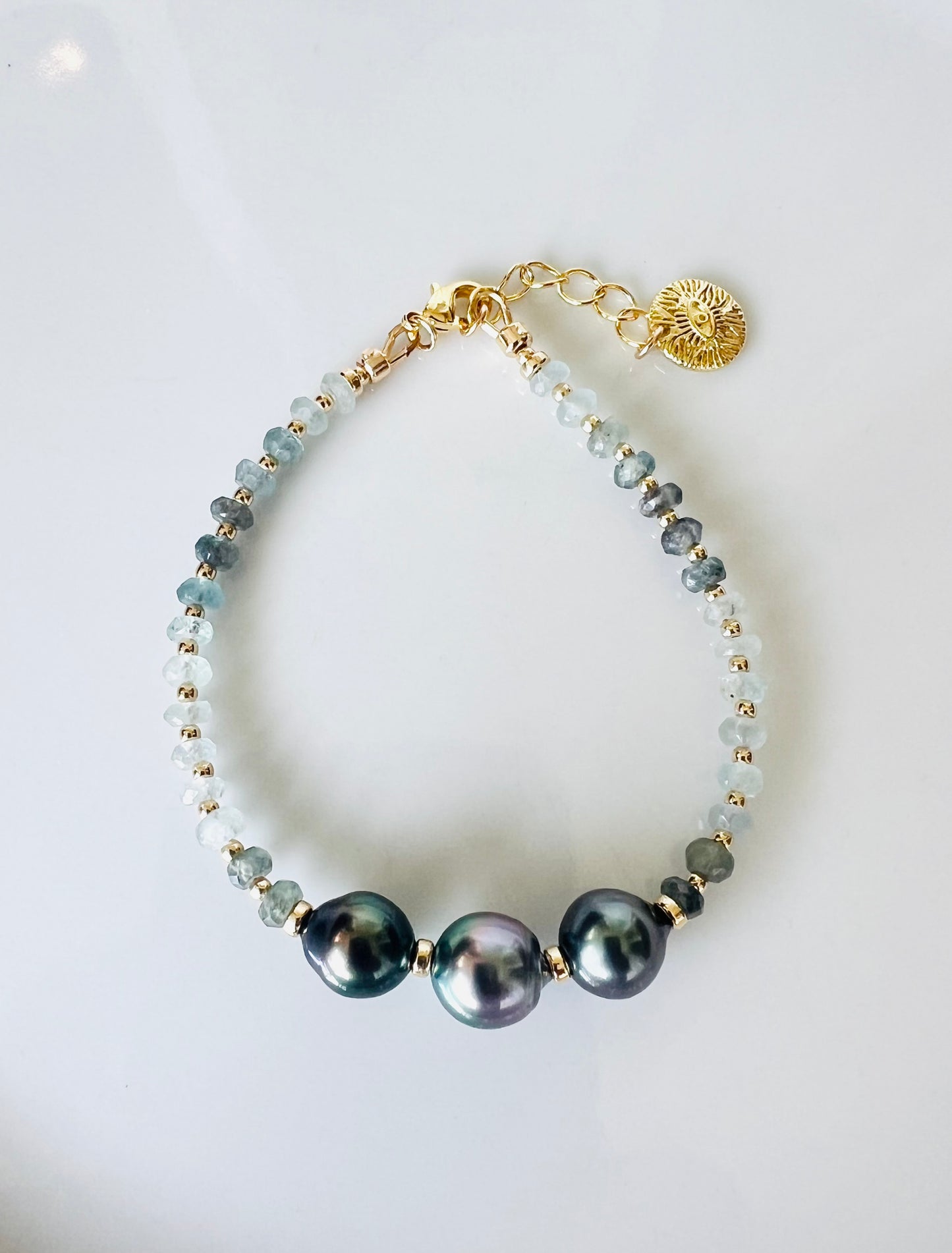 Moss Aquamarine & Tahitian Bracelet