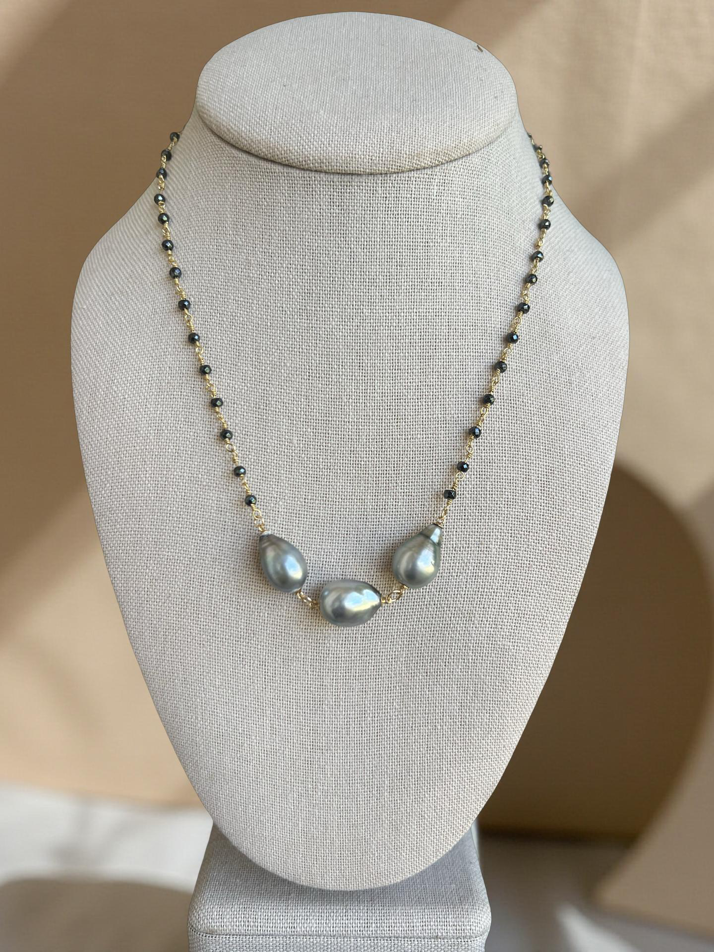 Tahitian & Spinel Rosary Chain Necklace