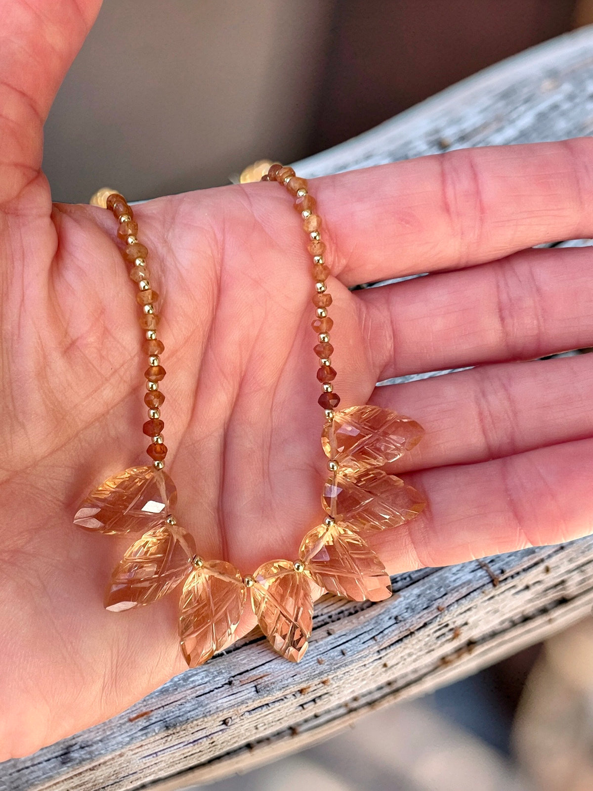 Rose Quartz & Hessonite Garnet Necklace