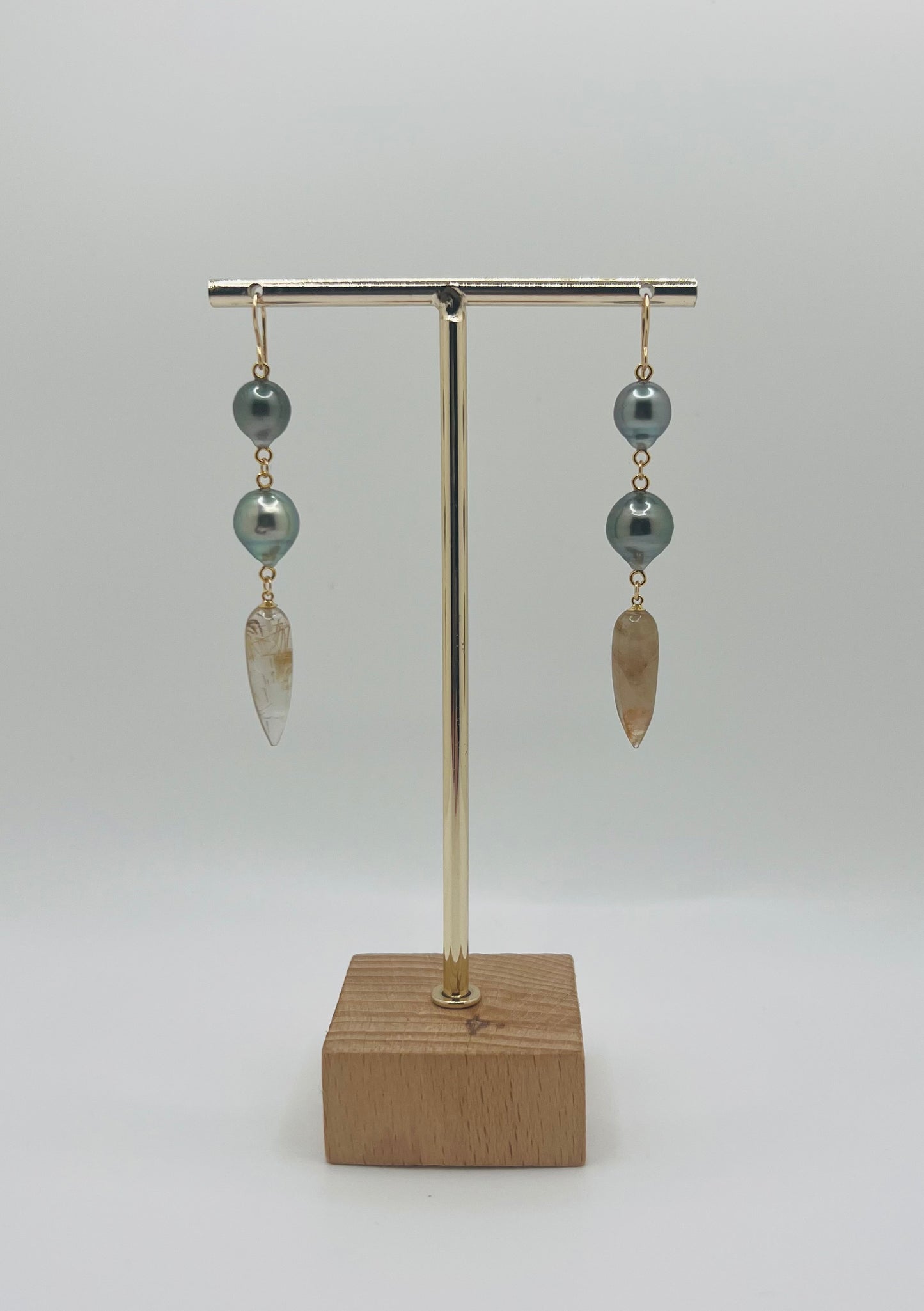 Tahitian Golden Rutile Quartz Earrings