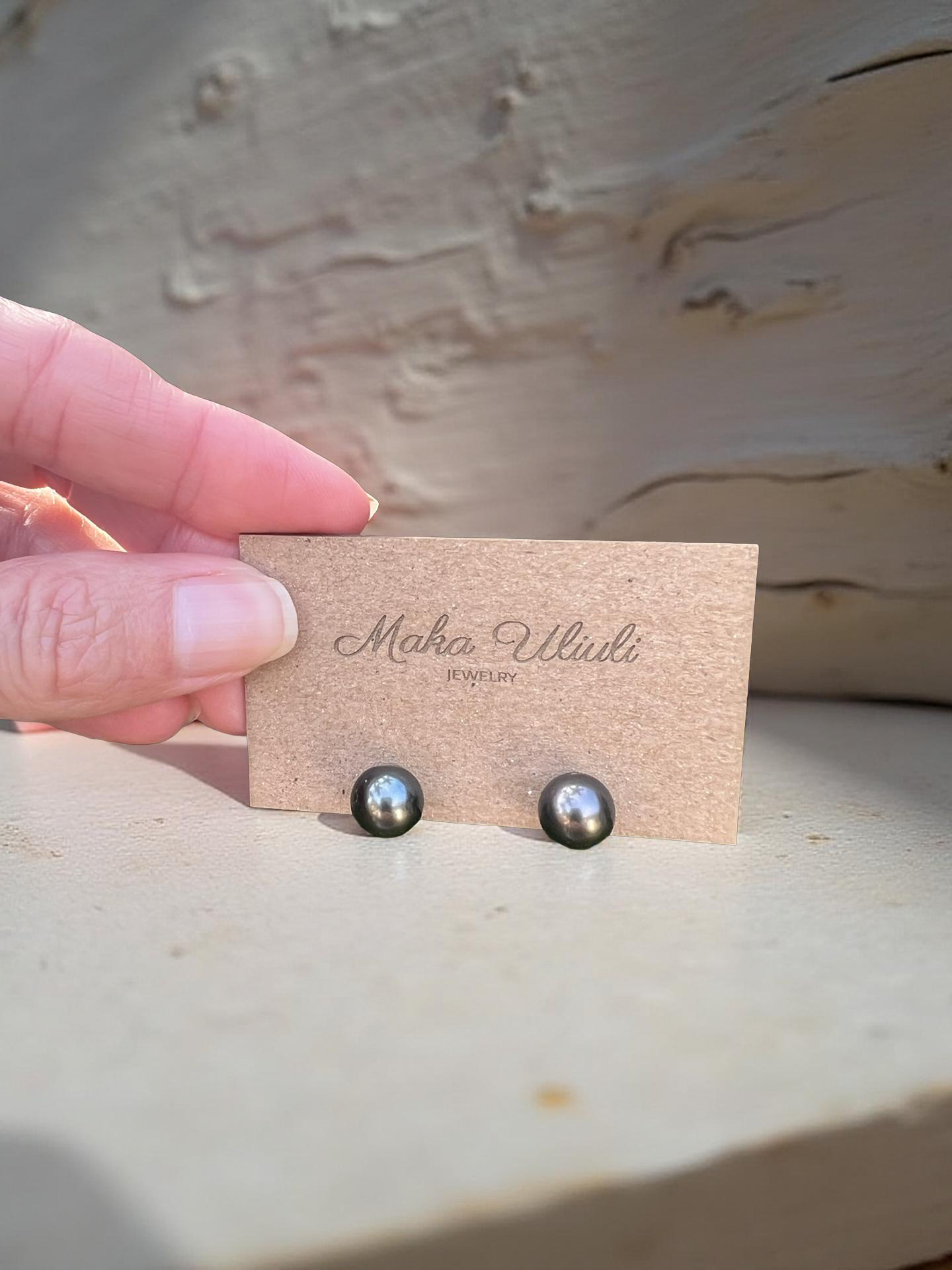 Tahitian Pearl Studs - 9mm Dark