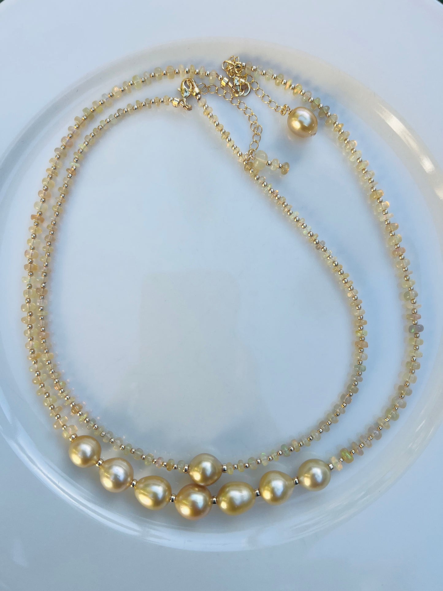 South Sea Pearl & Ethiopian Opal Necklace