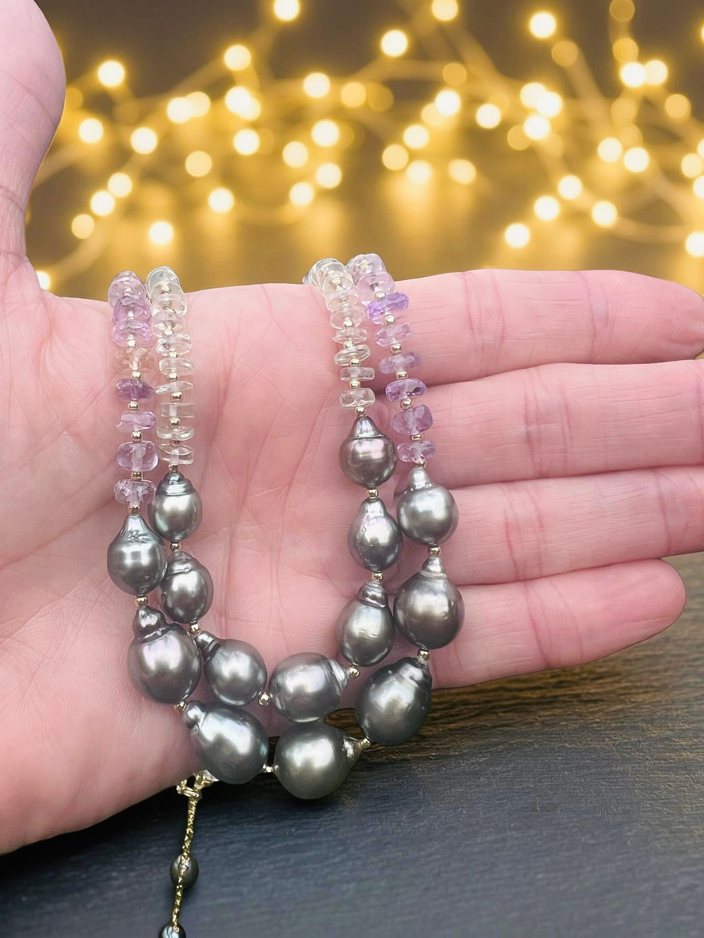 Tahitian & Green Amethyst Necklace