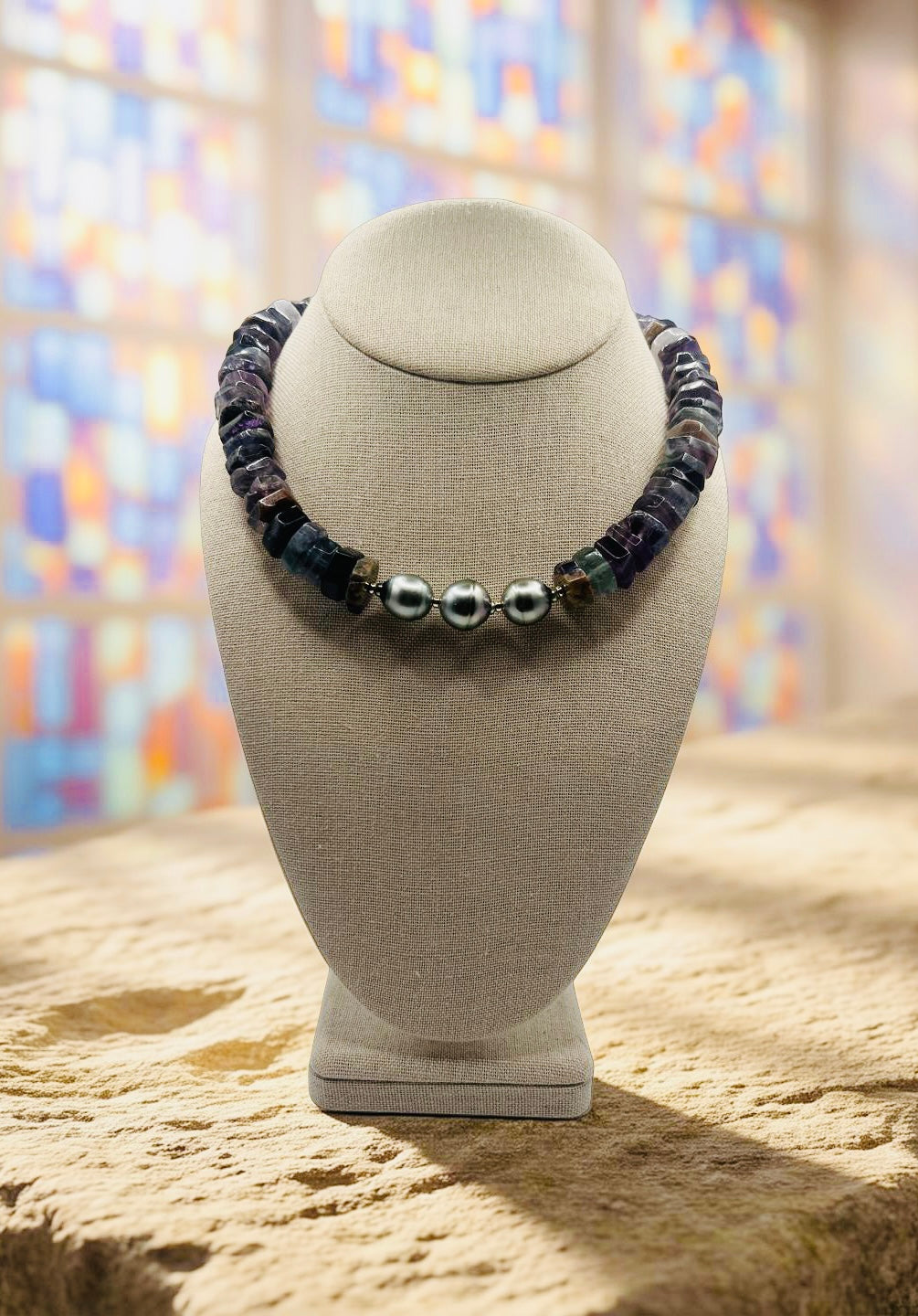 Rainbow Fluorite & Tahitian Necklace