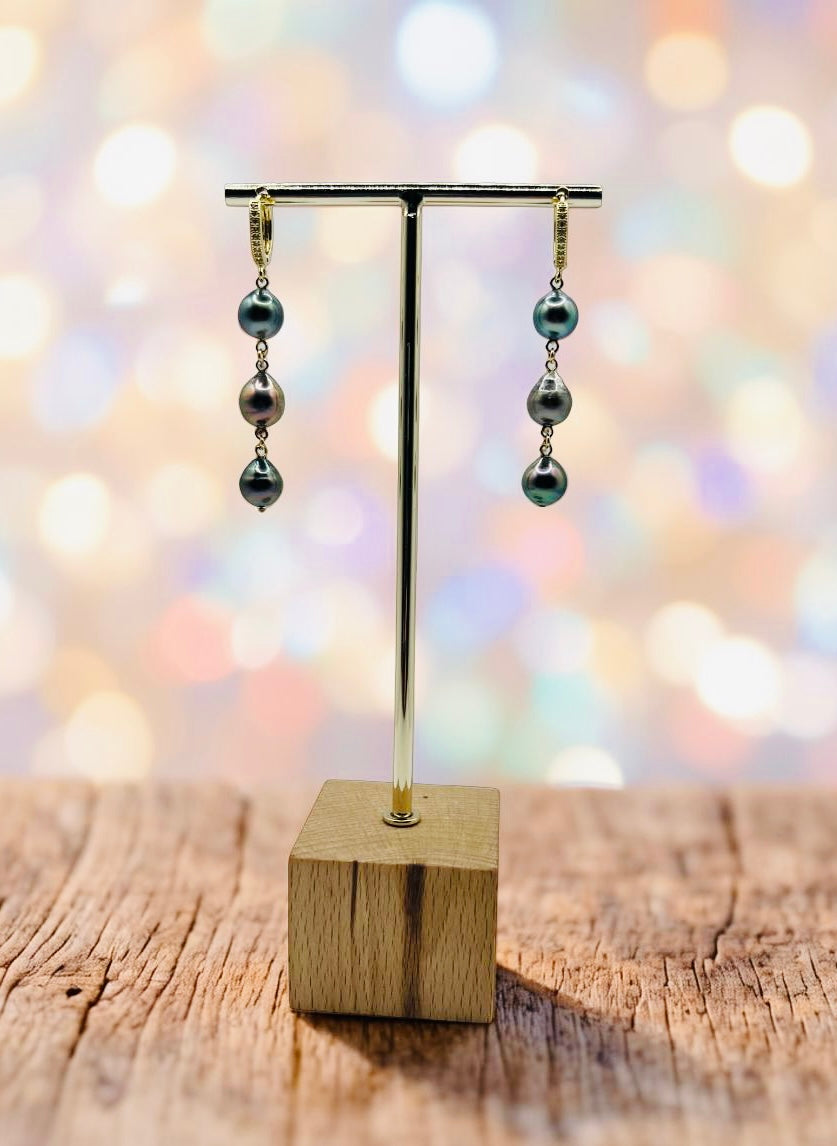 Tahitian Pavé Huggie Earrings