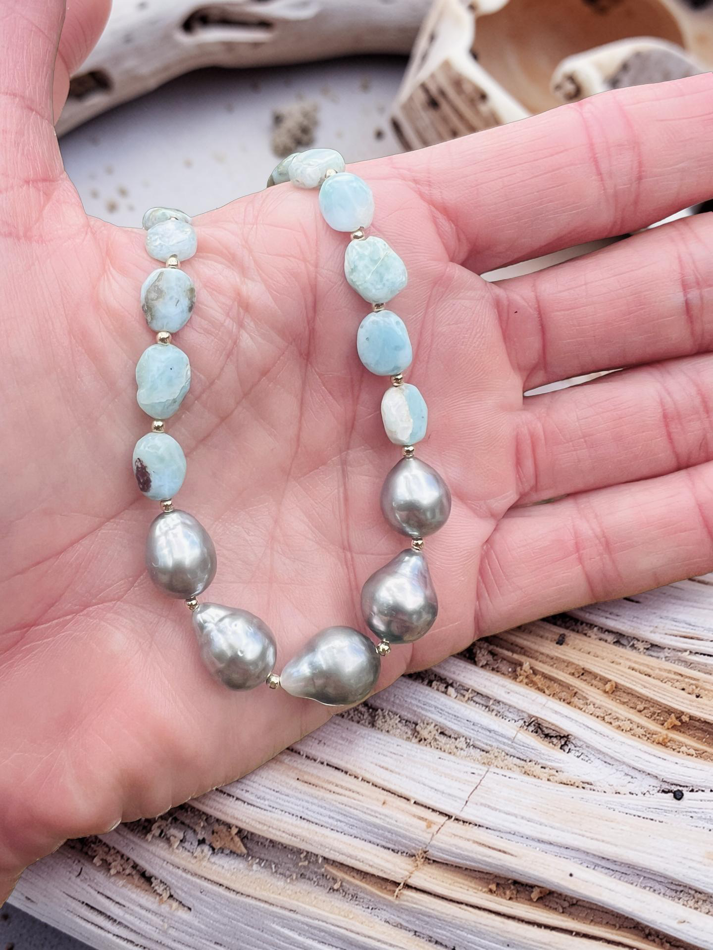 Tahitian & Larimar Necklace
