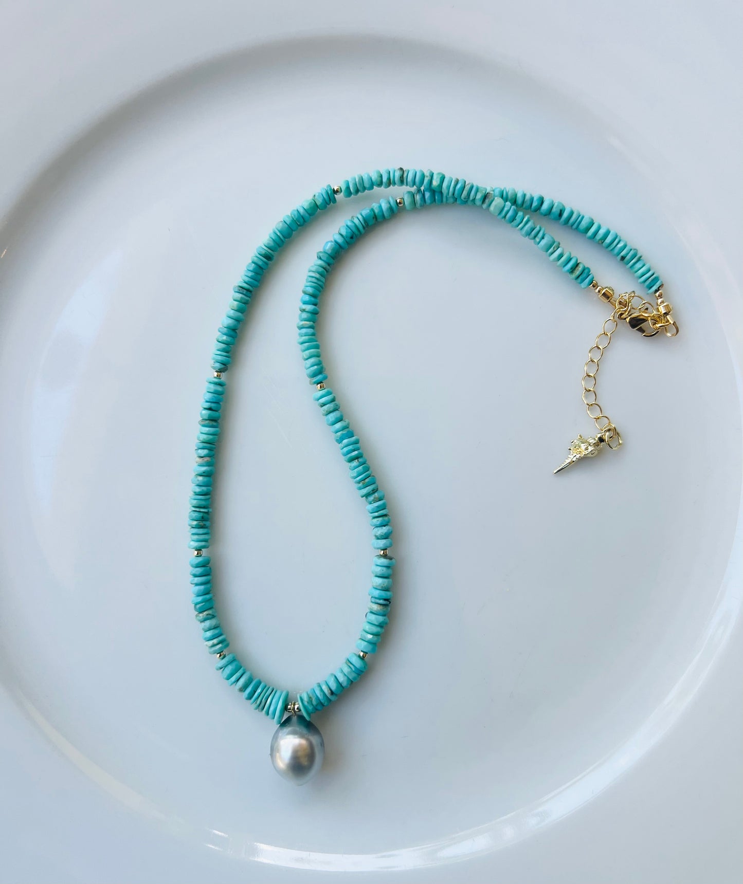 Tahitian Turquoise Teardrop Necklace