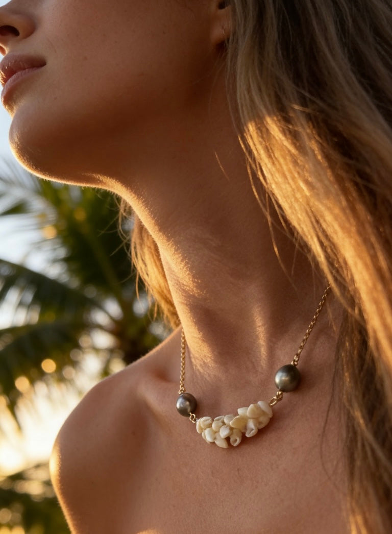 Niihau Shell & Tahitian Pearl Chain Necklace