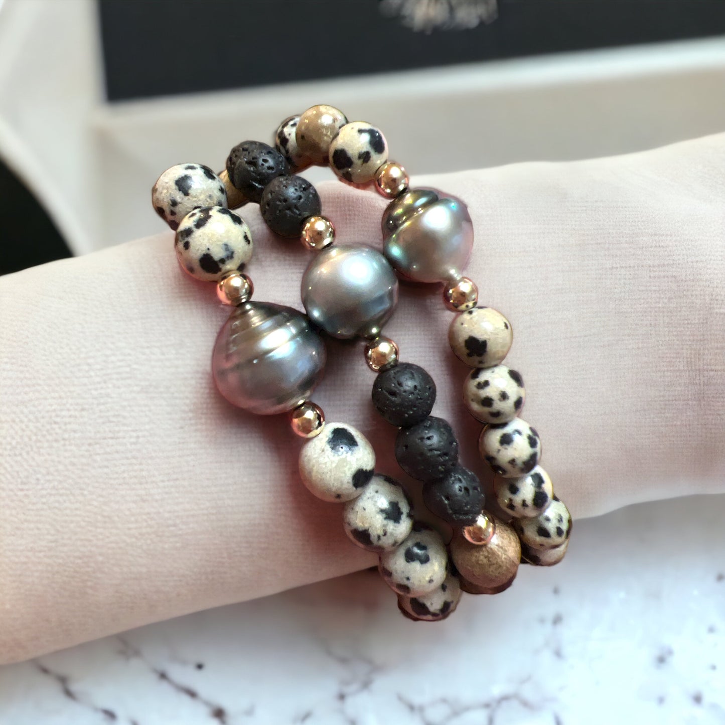 Tahitian Lava Rock Stretch Bracelet