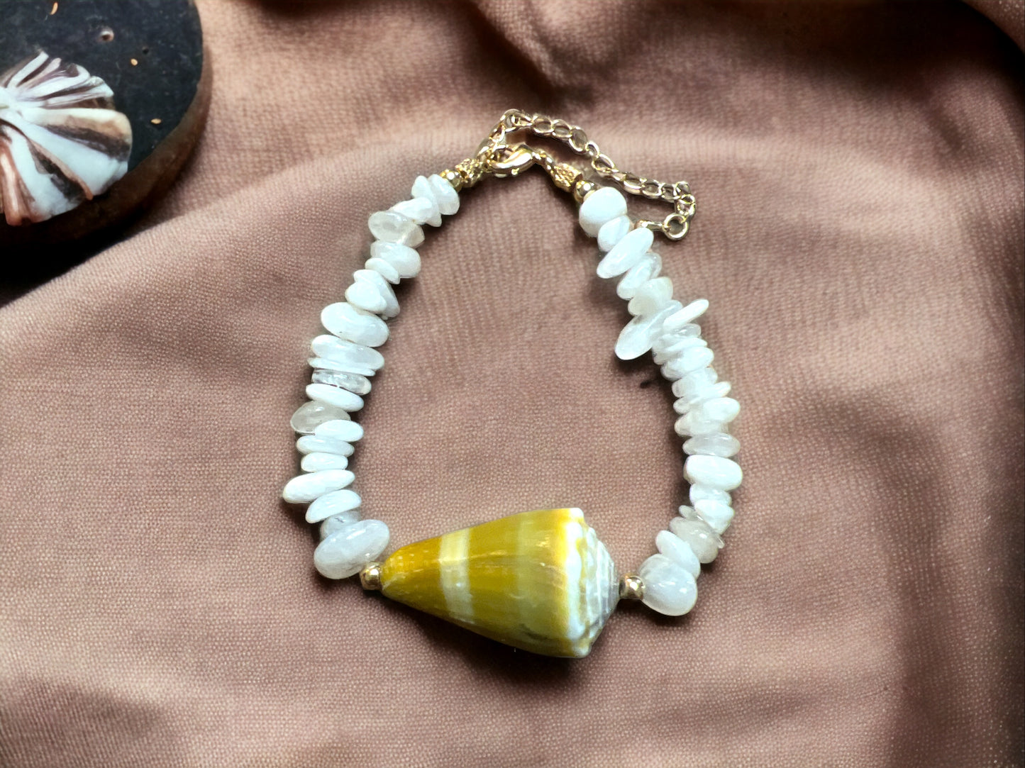 Moonstone Cone Shell Bracelet