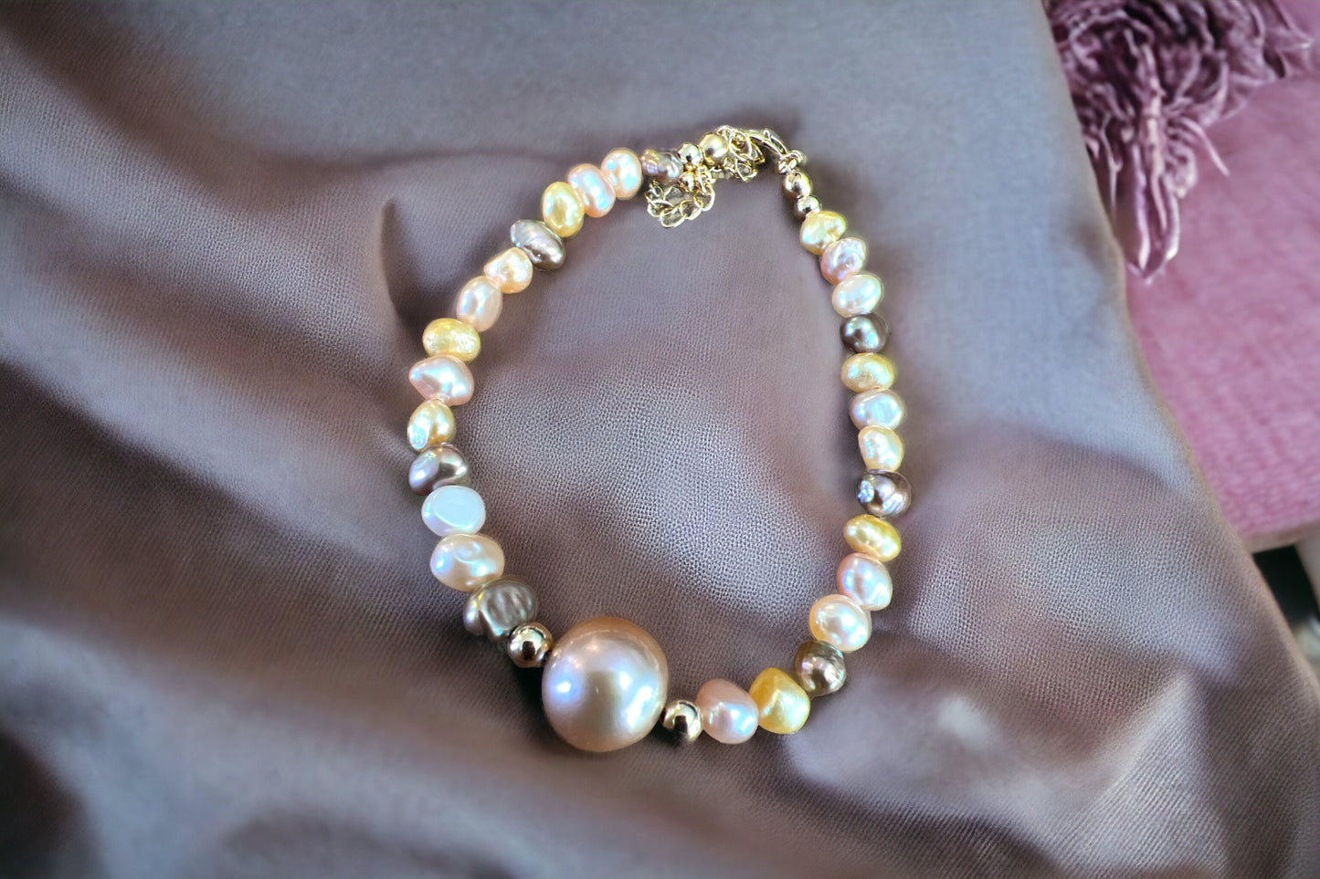 Metallic Edison & Freshwater Pearl Bracelet