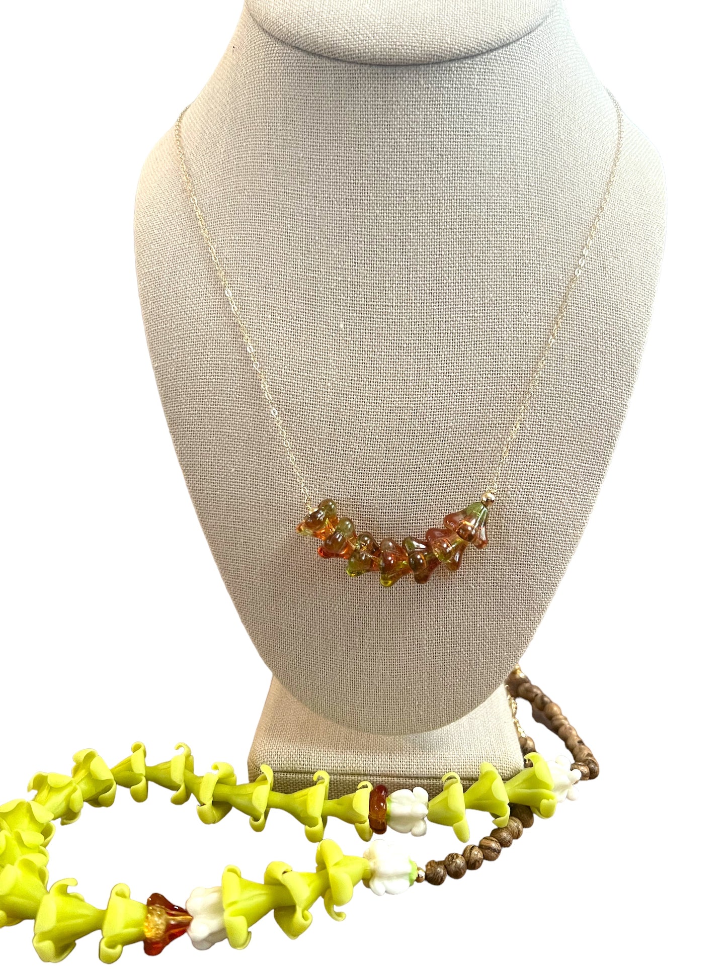 Amber & Green Pua Chain Necklace