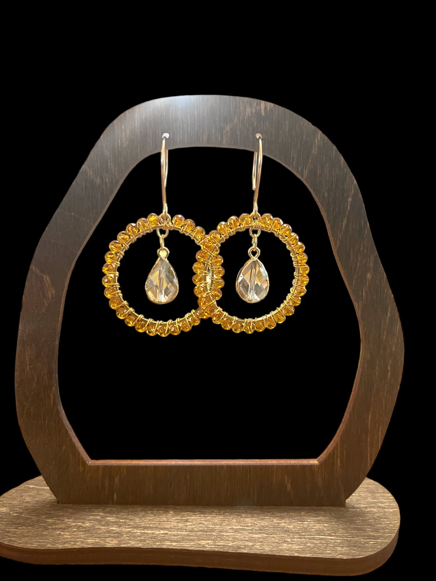 Citrine Crystal Hoop Earrings