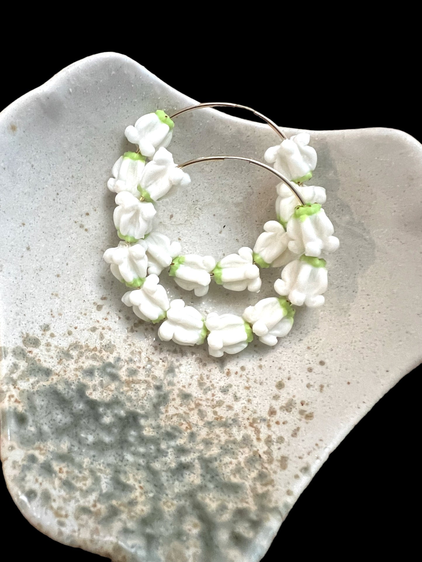White Crown Flower Hoops