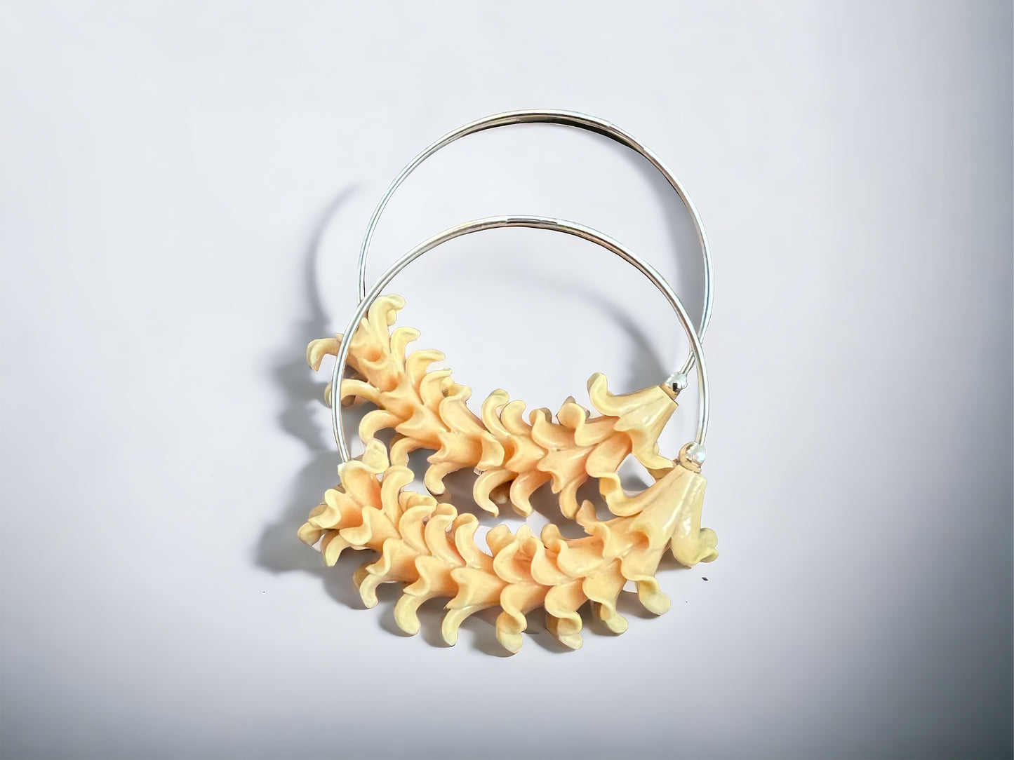 Orange Petite Flower Large Hoops