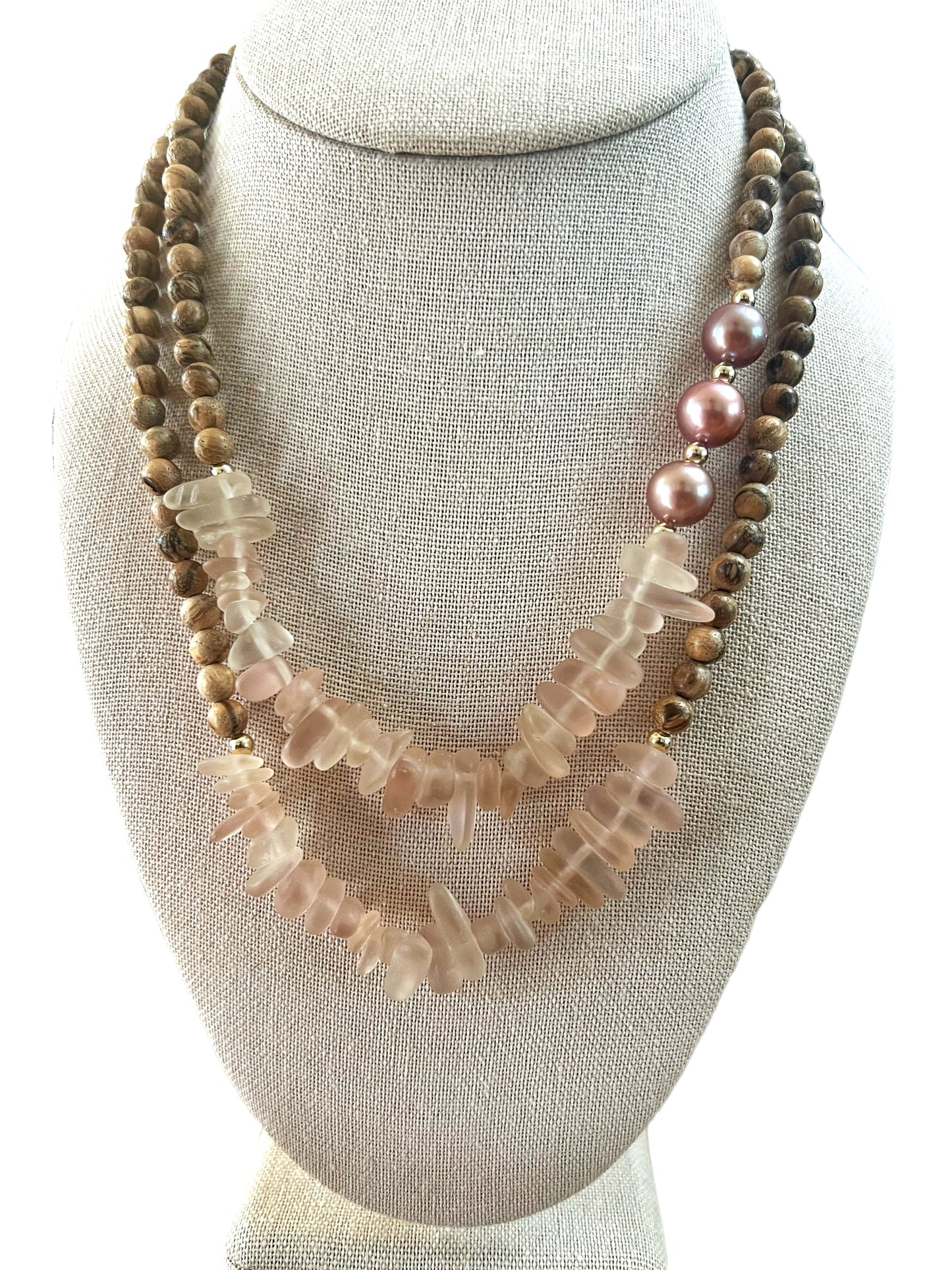 Recycled Glass & Sandalwood Necklace