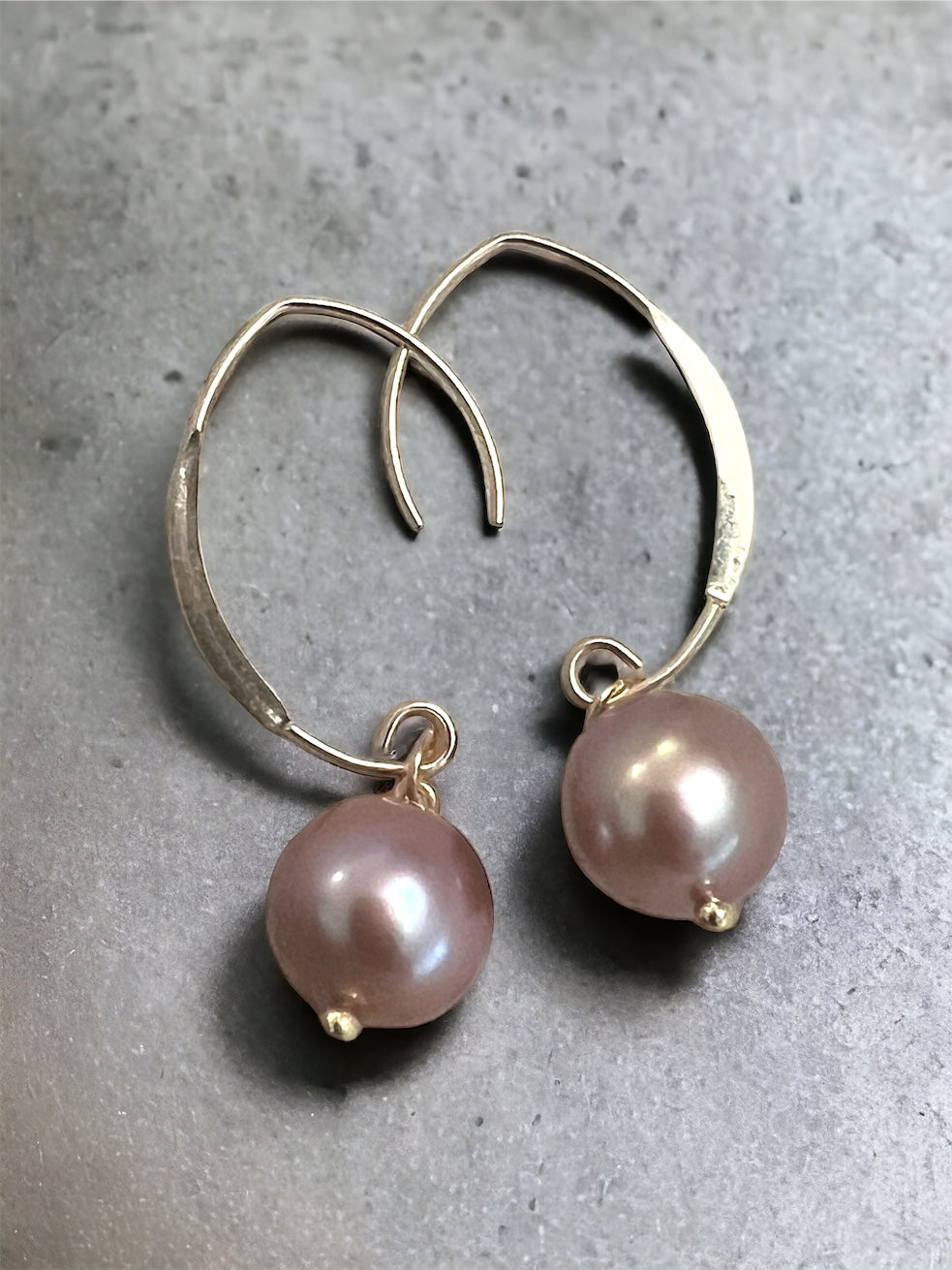 Edison Pearl Flattened Hoop Earrings