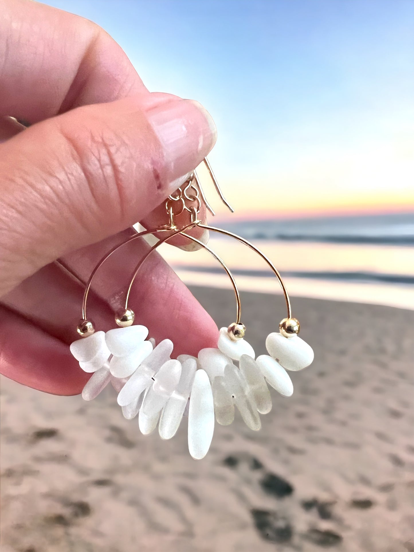Manini Wanderer Hoops - Double Sea Glass