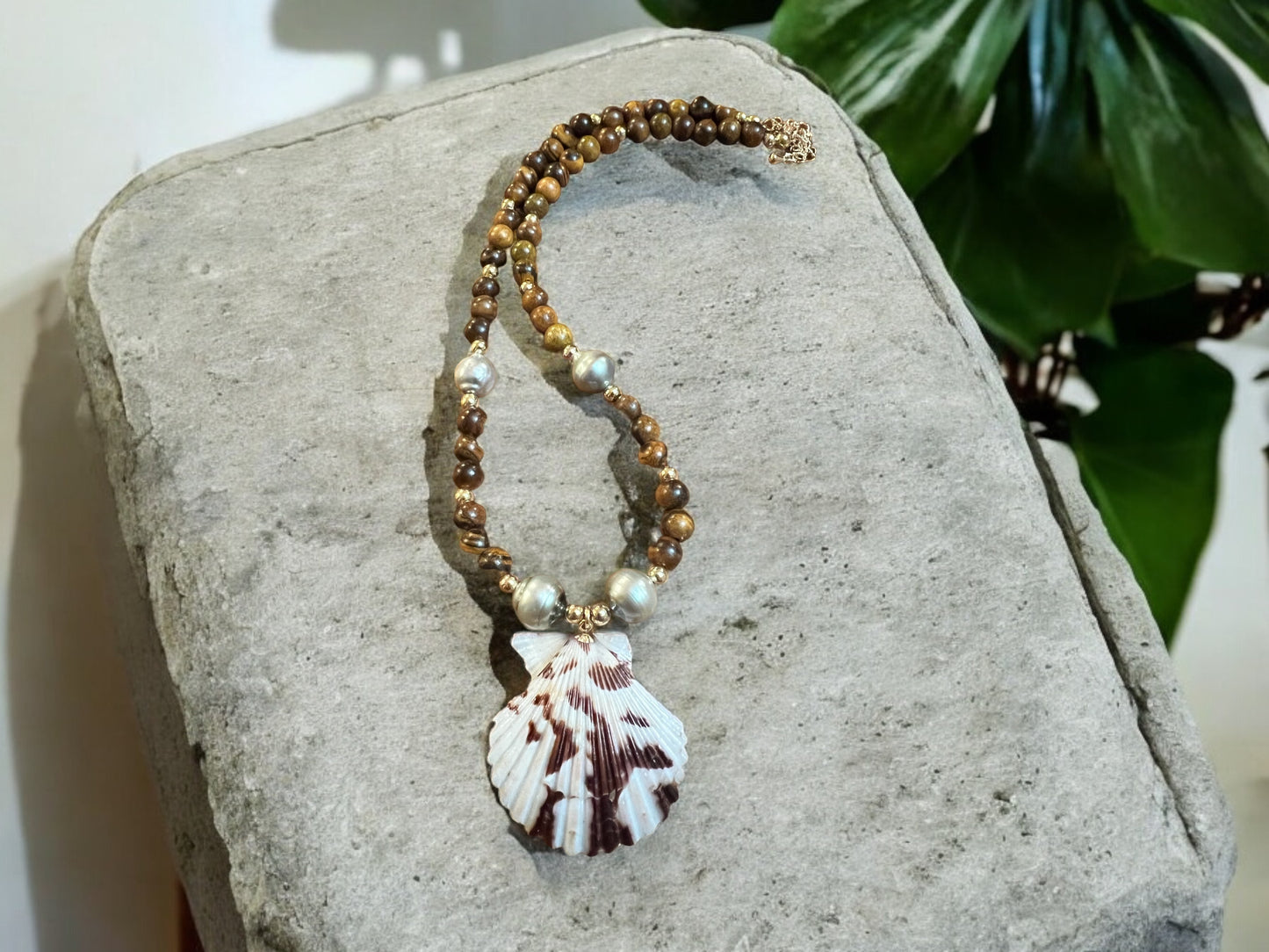 Tranquebar Scallop Shell & Tahitian Pearl Necklace