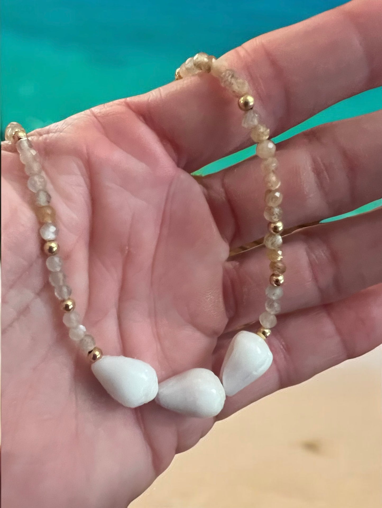 Dwarf Cone Shell & Golden Rutile Choker Necklace