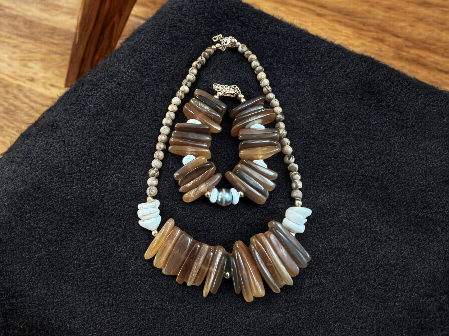 Golden Horn & Puka Shell Bracelet