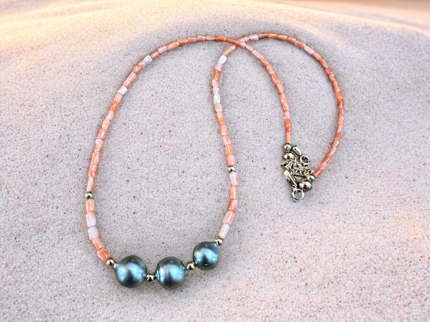 Tahitian Pearl & Coral Necklace