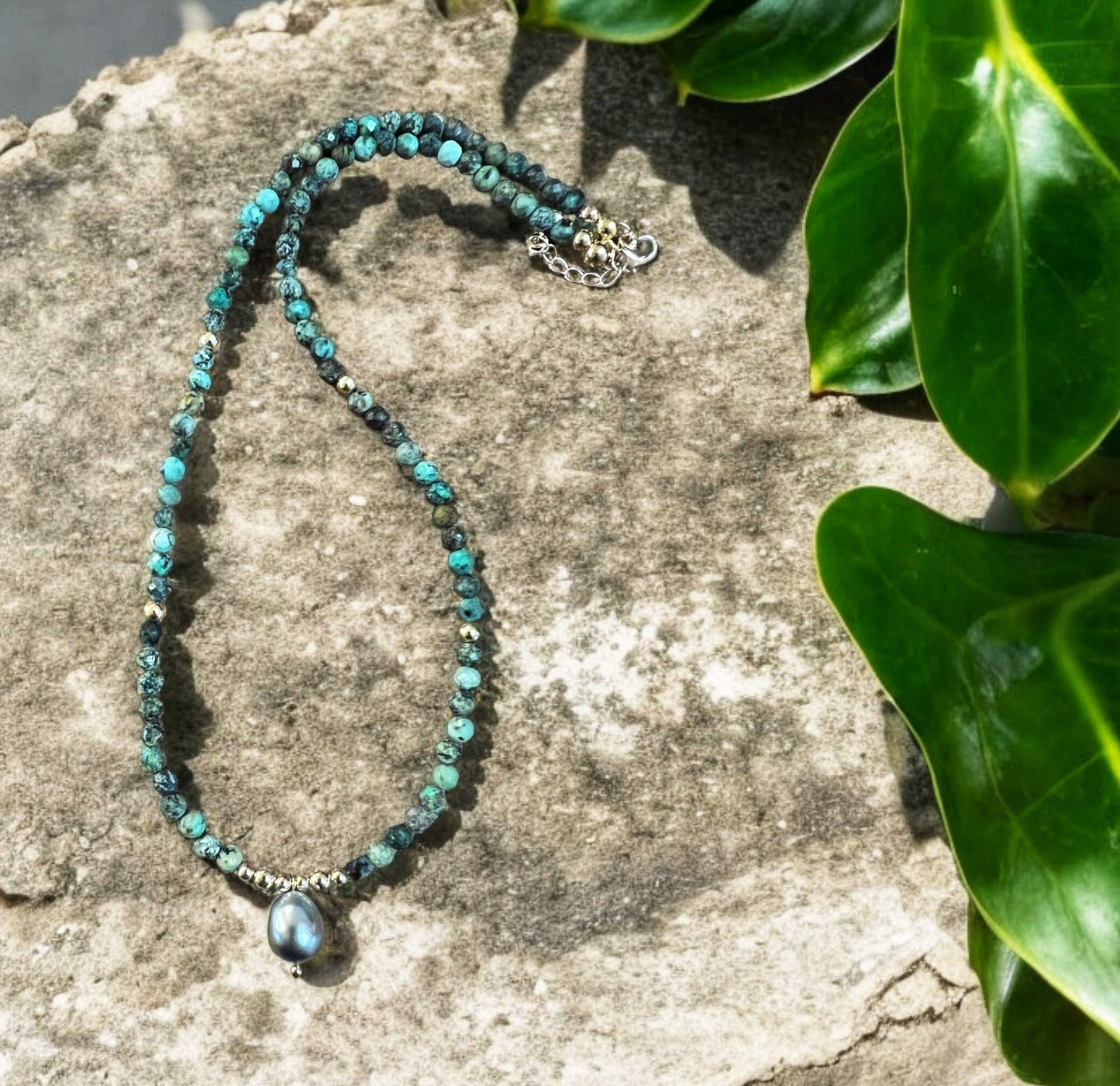 Turquoise Tahitian Mala Necklace