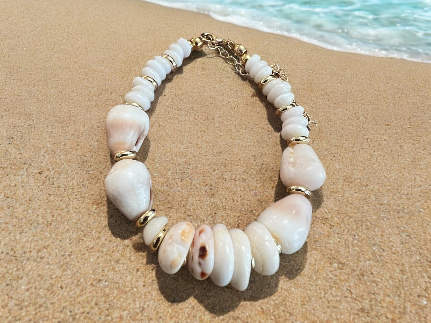 Dwarf Cone & Puka Shell Gold Bracelet