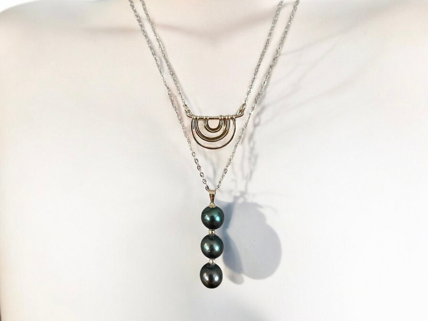 Ombre Green Tahitian Pearl Necklace