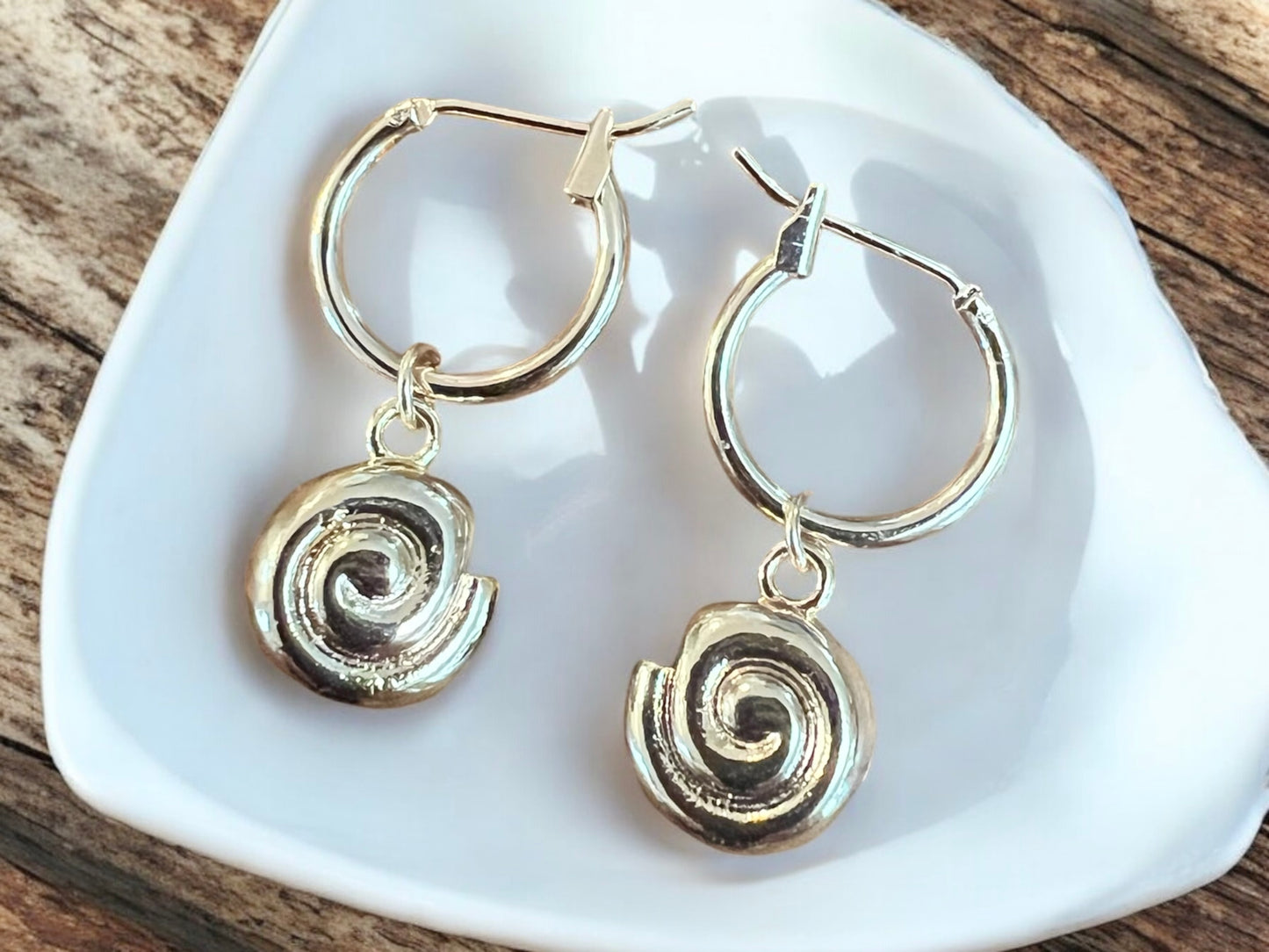Gold Shell Hoops