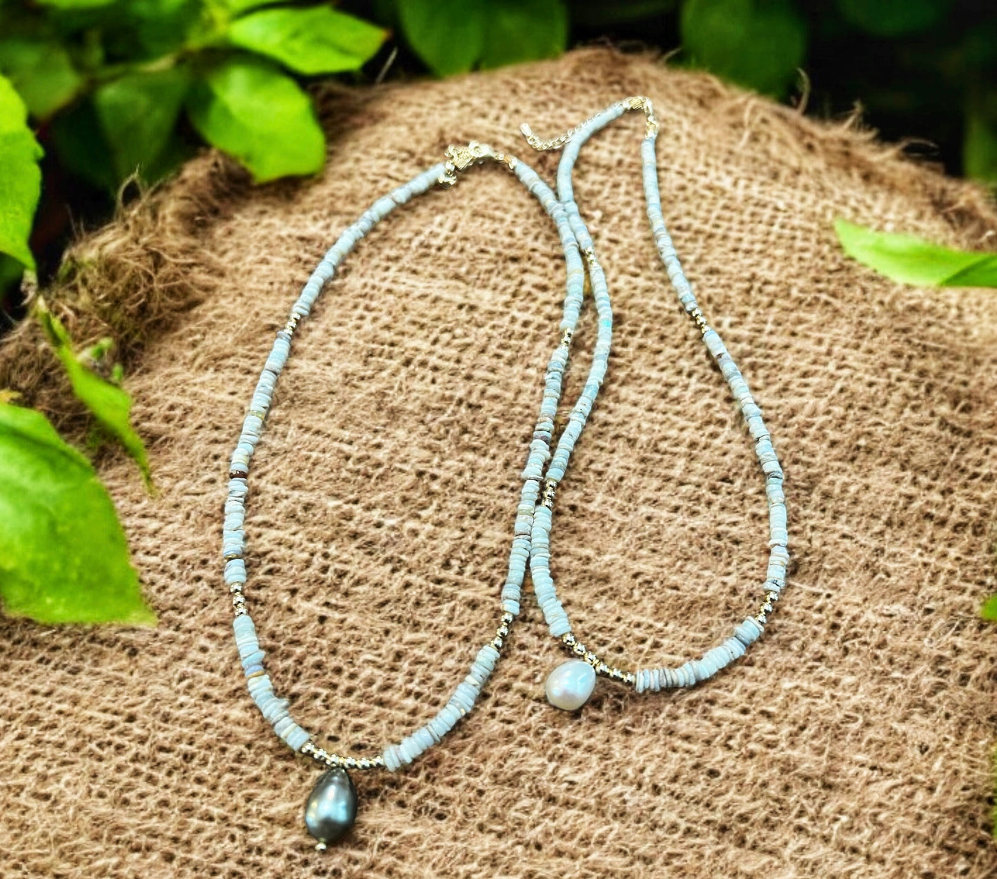 Australian Opal Mala Necklace - Tahitian Pearl
