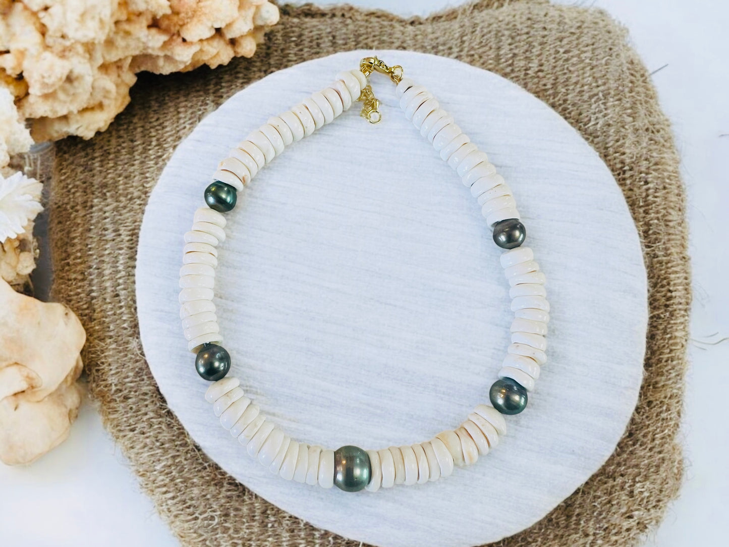 Dark Tahitian Puka Shell Necklace