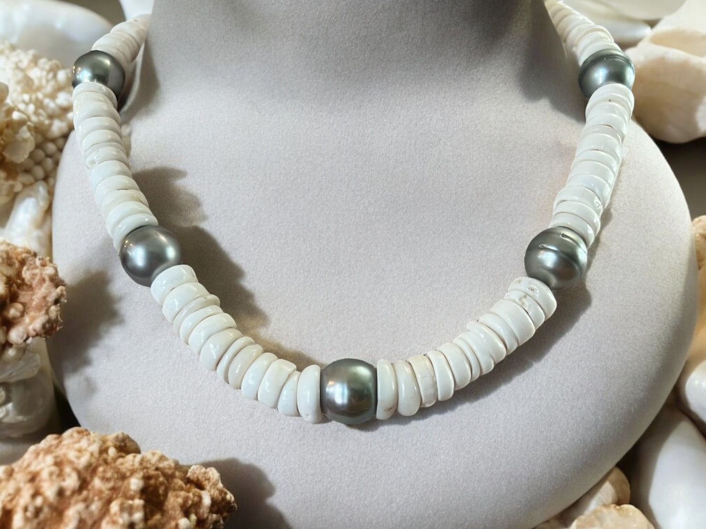 Silver Tahitian Puka Shell Necklace