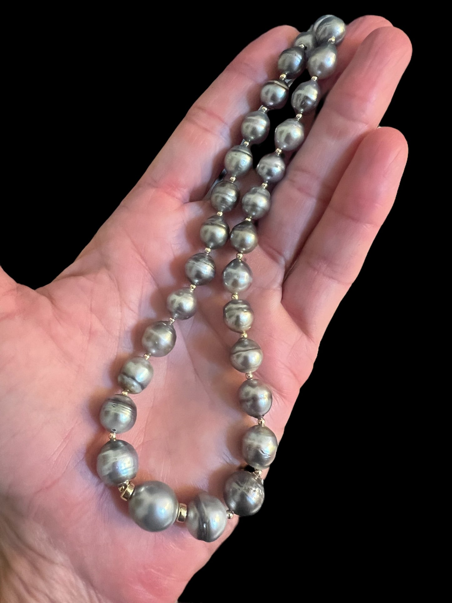 Baroque Silver Tahitian Strand Necklace