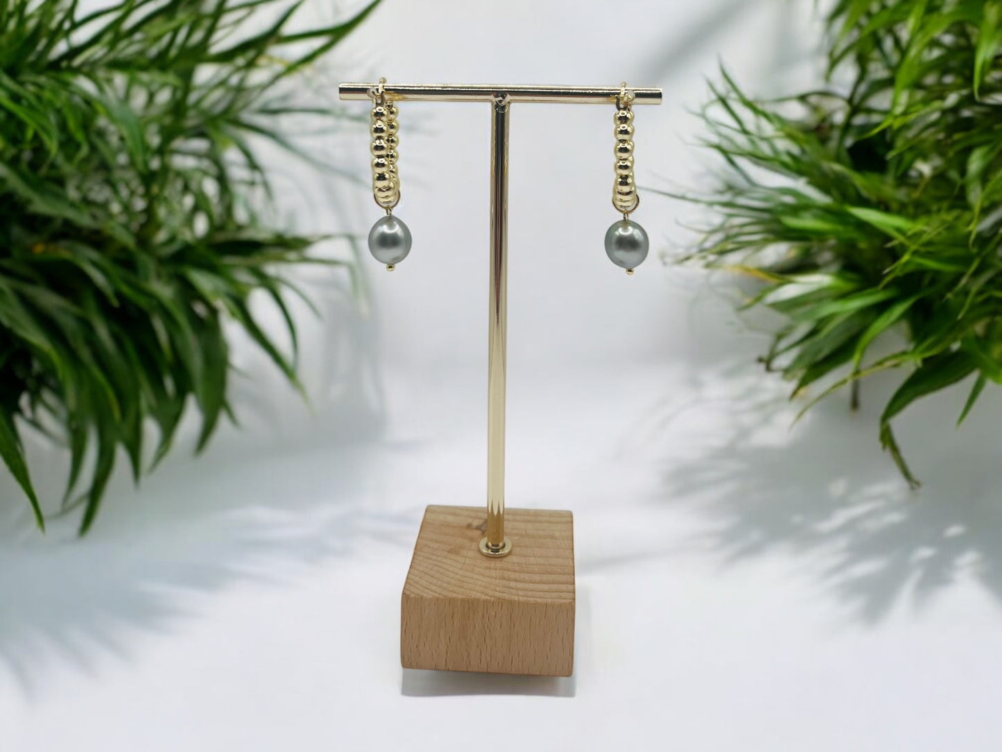 Tahitian Pearl Bubble Hoops