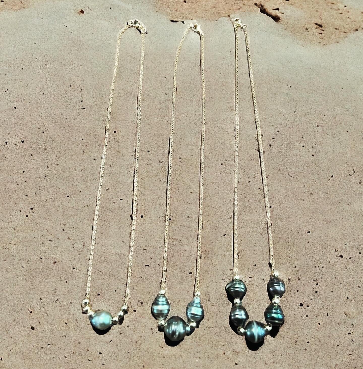 Dark Tahitian Pearl Chain Necklace
