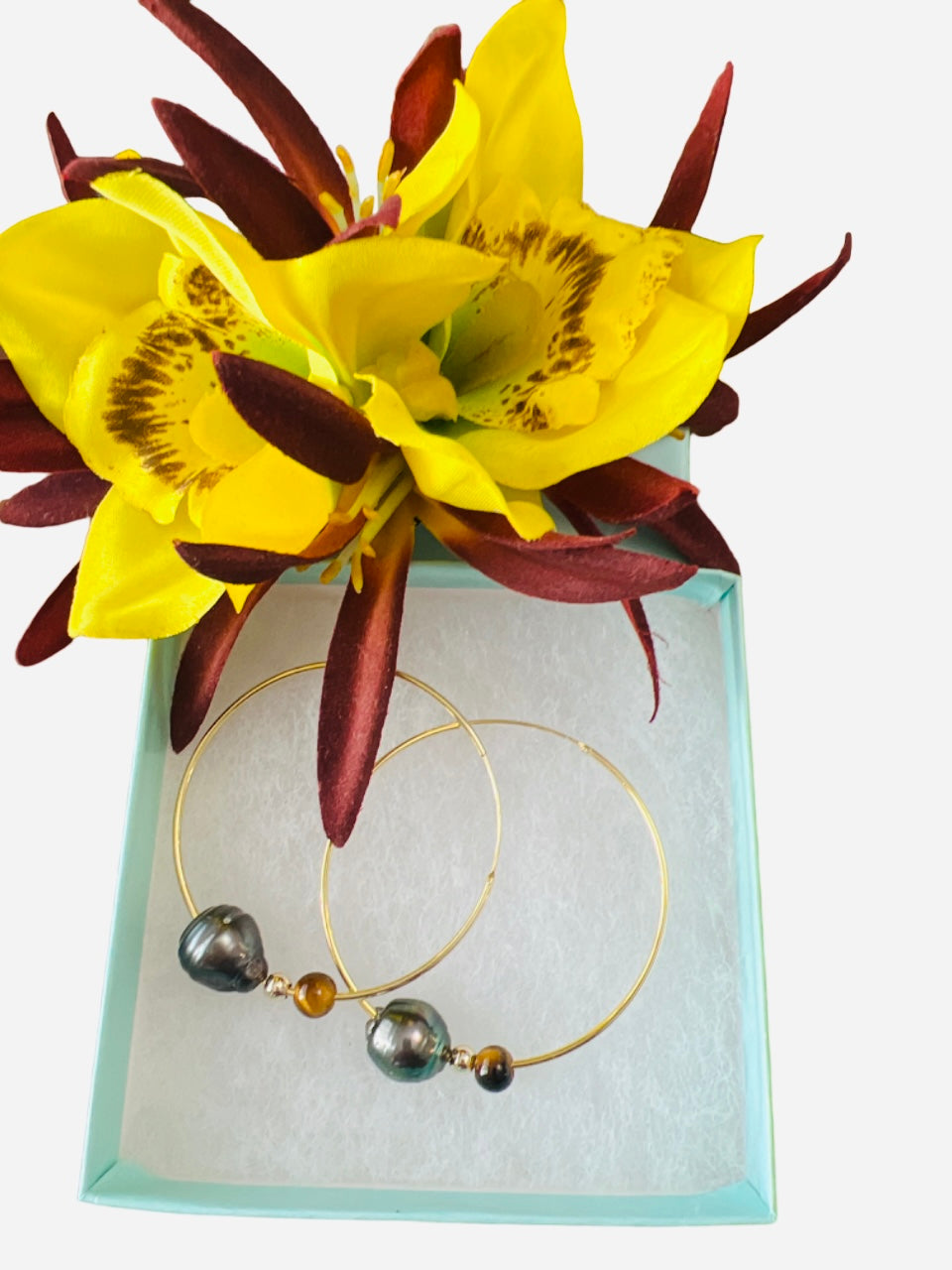 Large Tiger’s Eye Hoops