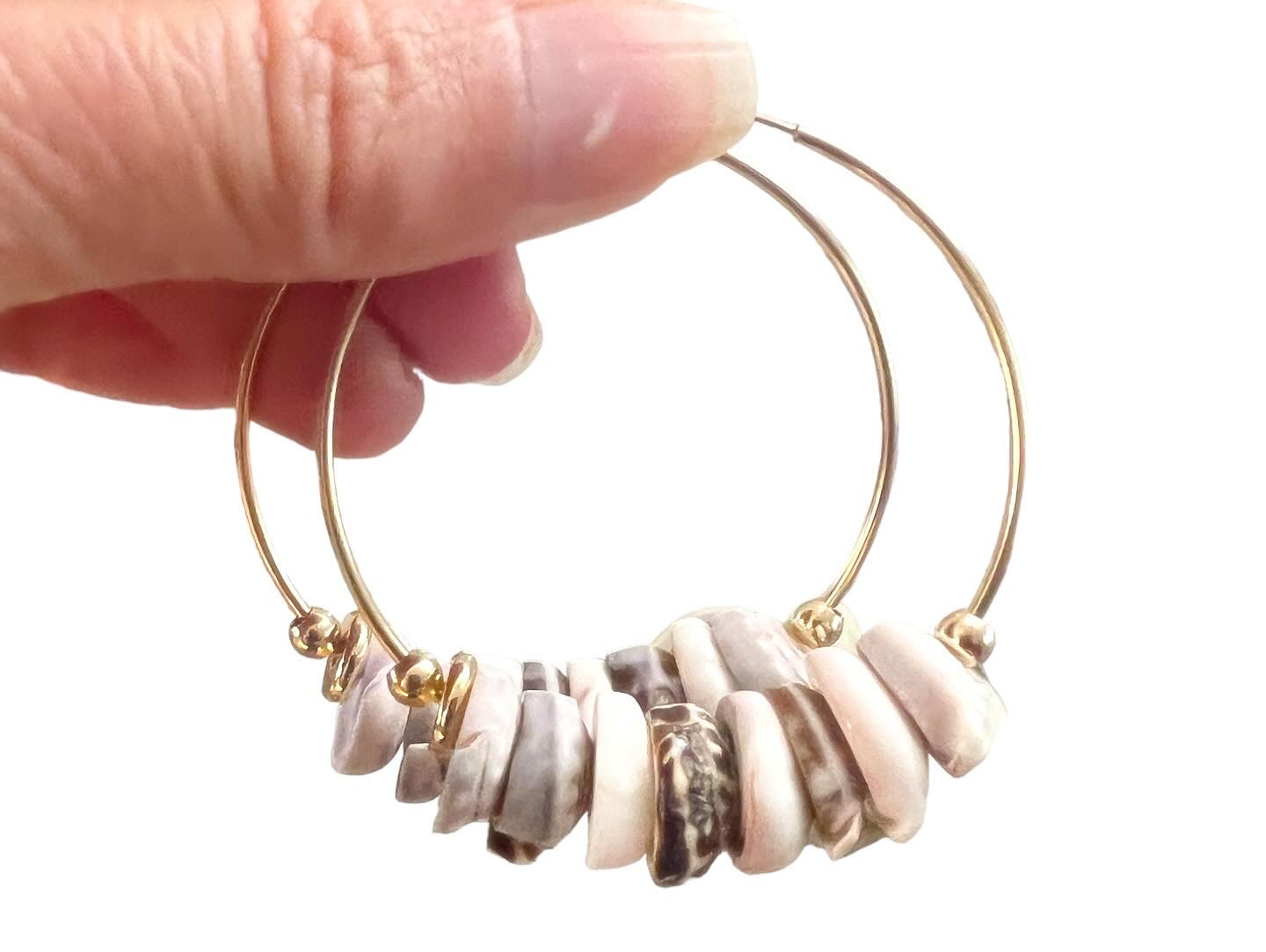 Large Puka Shell Hoops - Dark