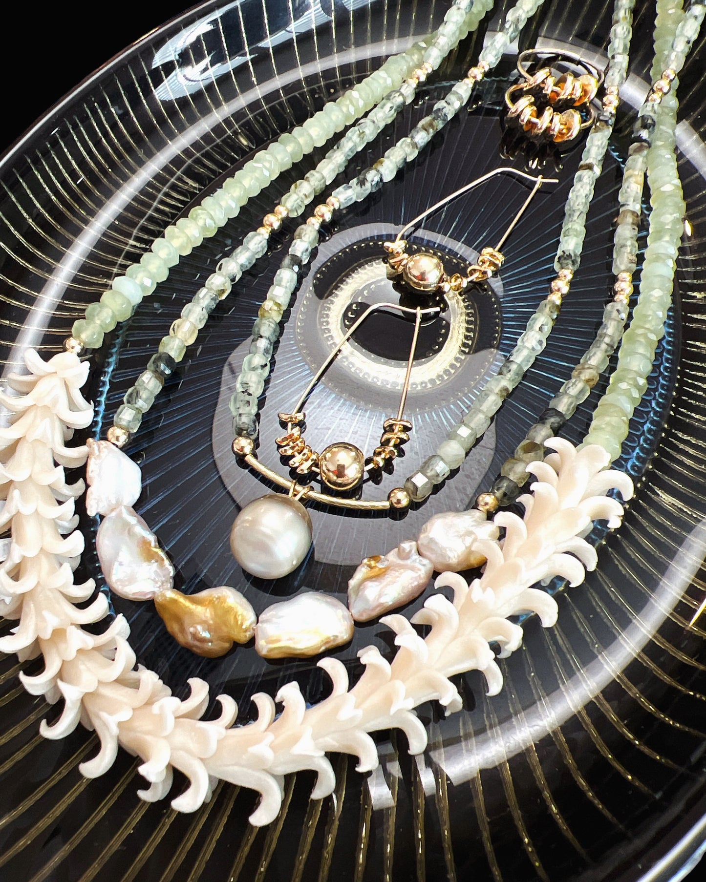 Tahitian Pearl Prehnite Necklace