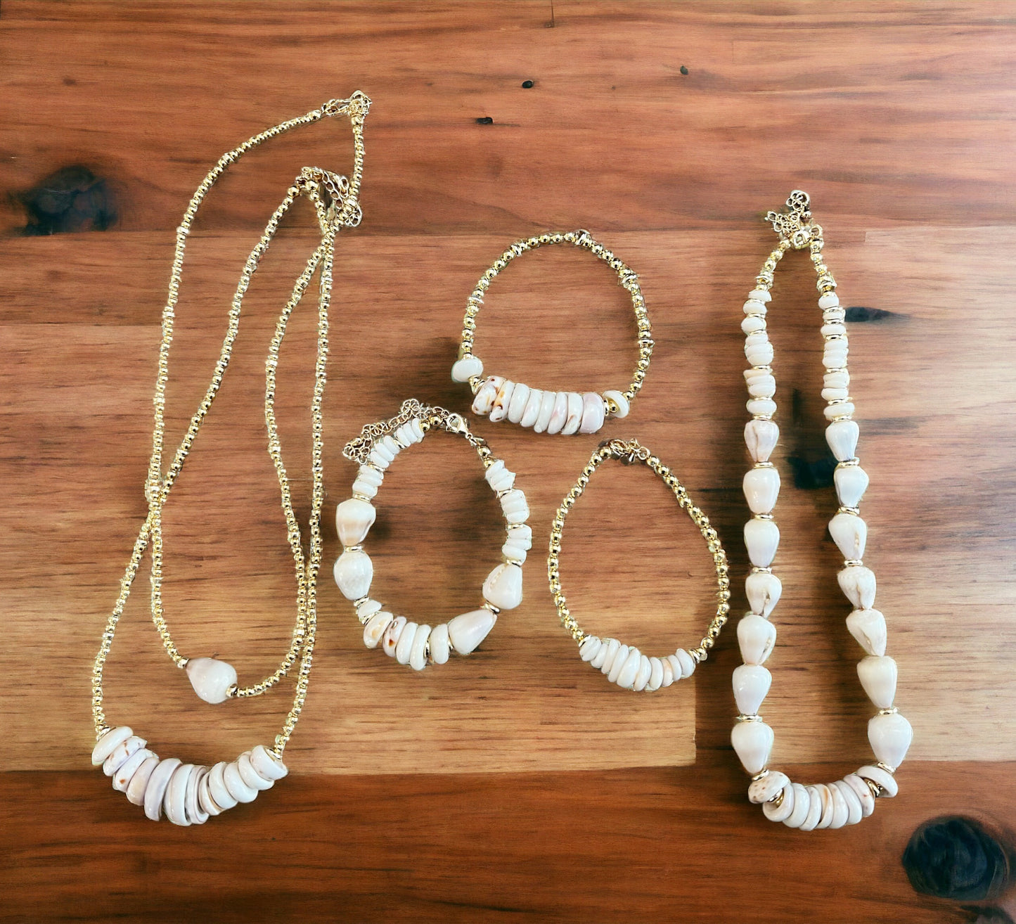 Dwarf Cone & Puka Shell Gold Necklace